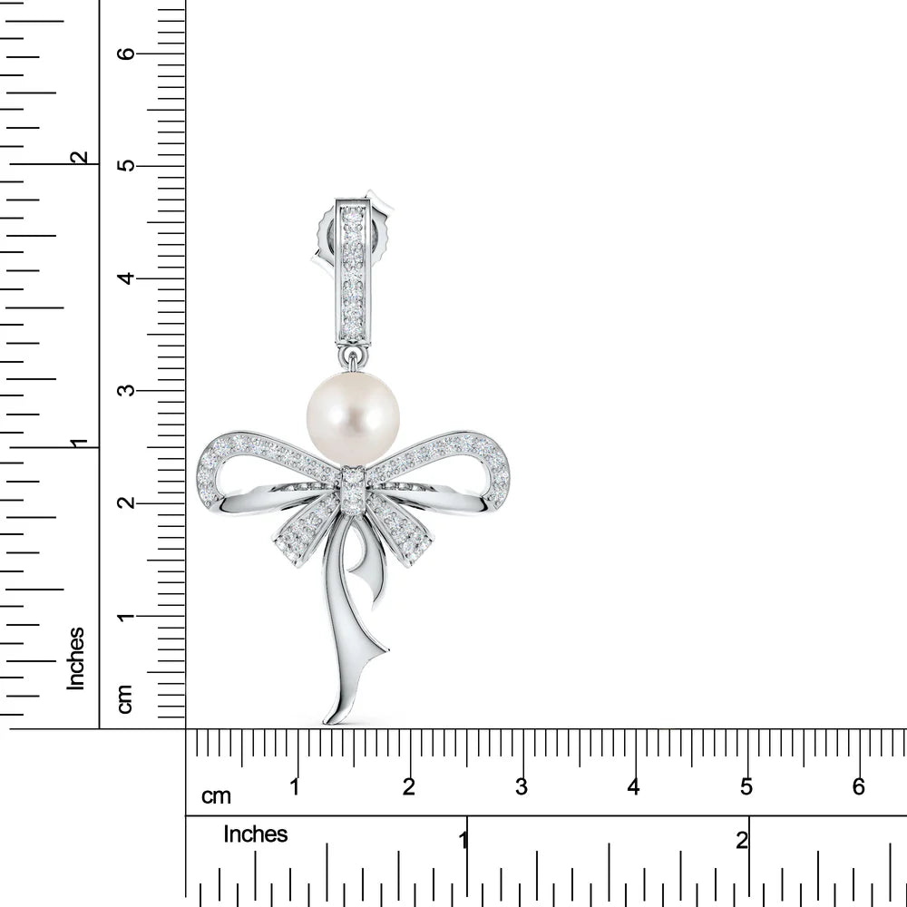 Moissanite Unfurling Elegance Pearl 925 Sterling Silver Drop Earrings For Women