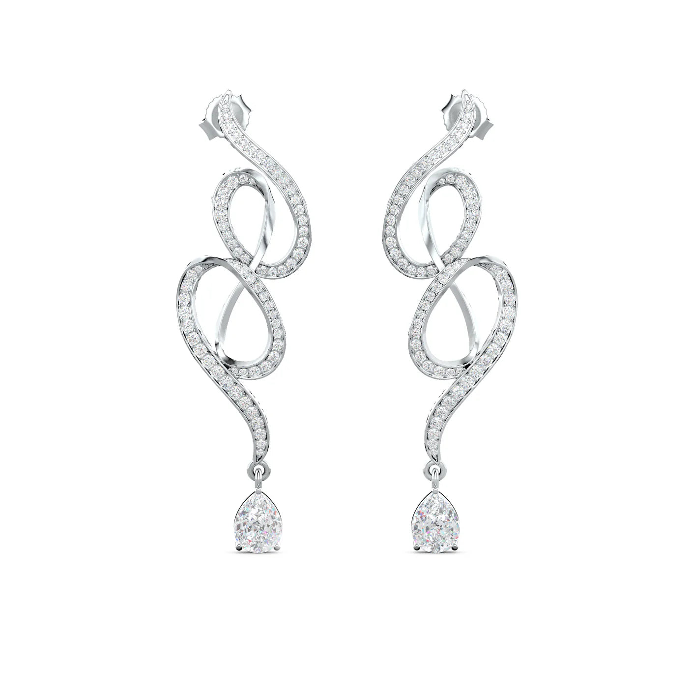 Grace of Ribbon Moissanite 925 Sterling Silver Drop Earrings For Women