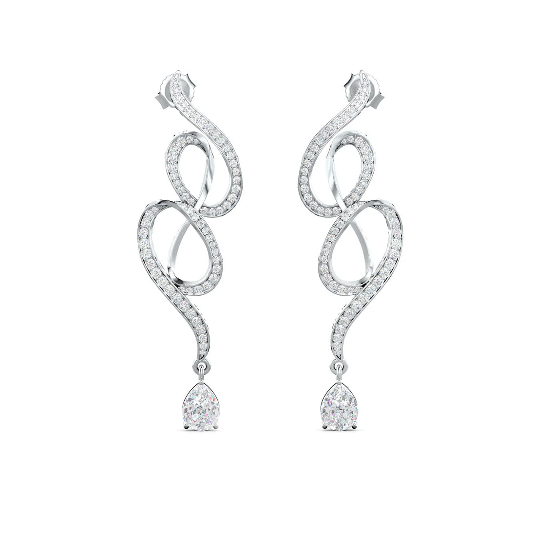 Grace of Ribbon Moissanite 925 Sterling Silver Drop Earrings For Women