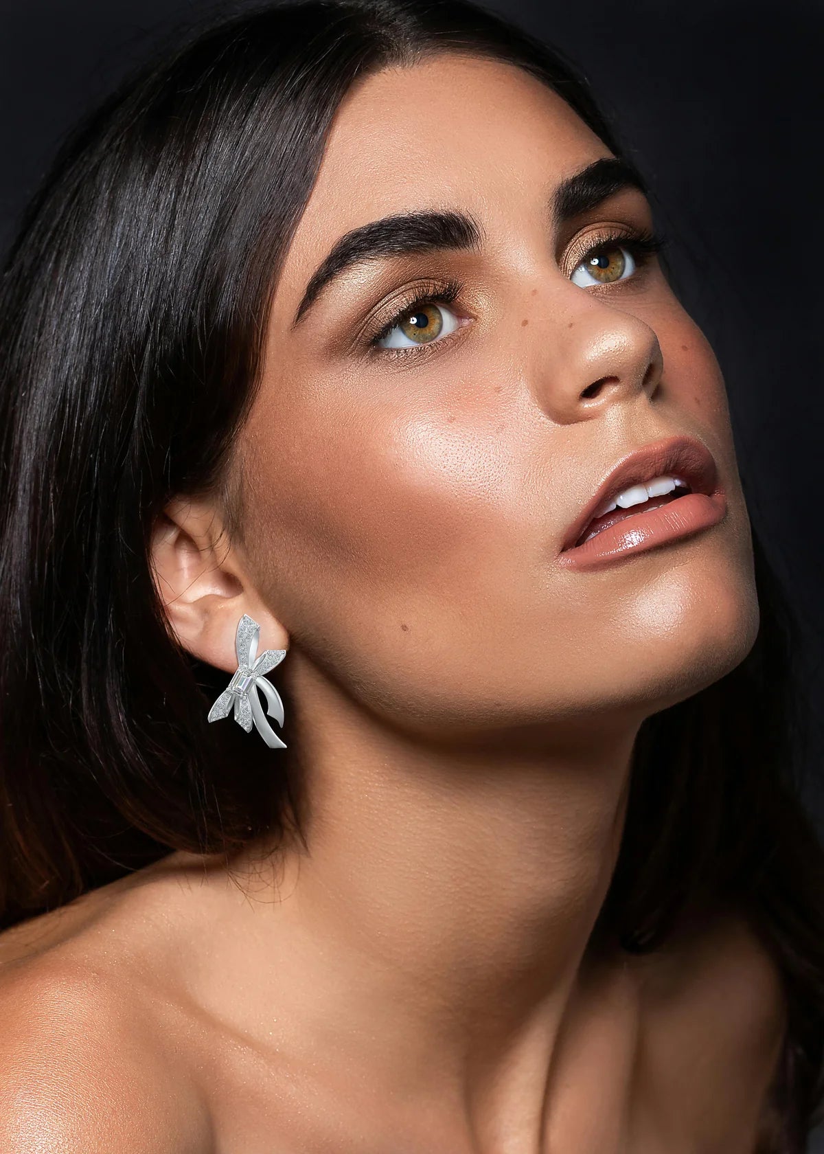 Moissanite Ribboned Grace 925 Sterling Silver Earrings For Women