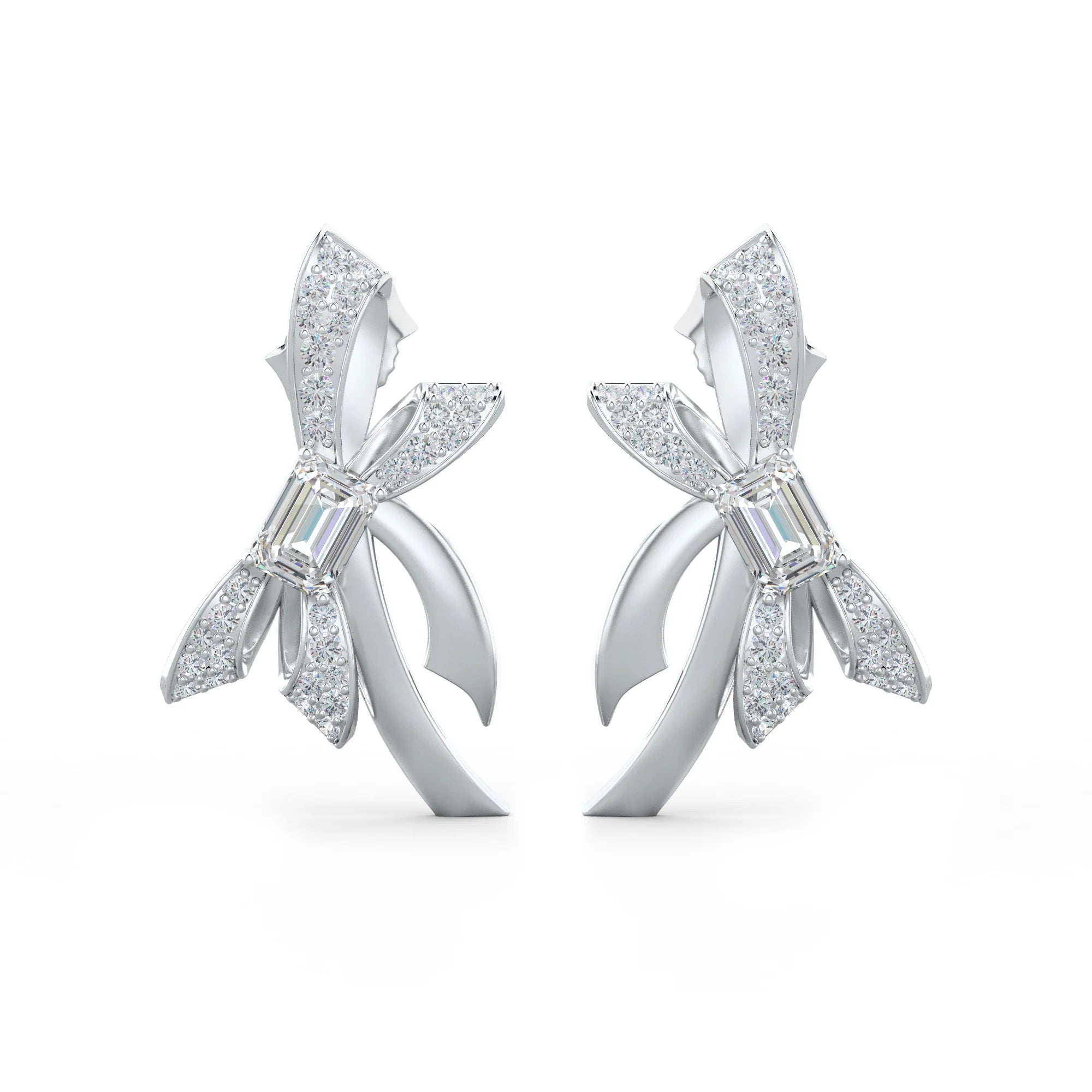 Moissanite Ribboned Grace 925 Sterling Silver Earrings For Women