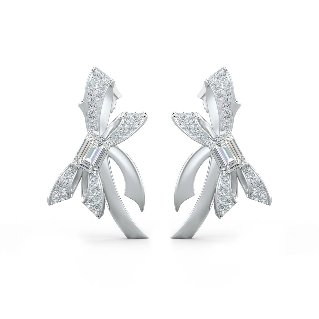 Moissanite Ribboned Grace 925 Sterling Silver Earrings For Women