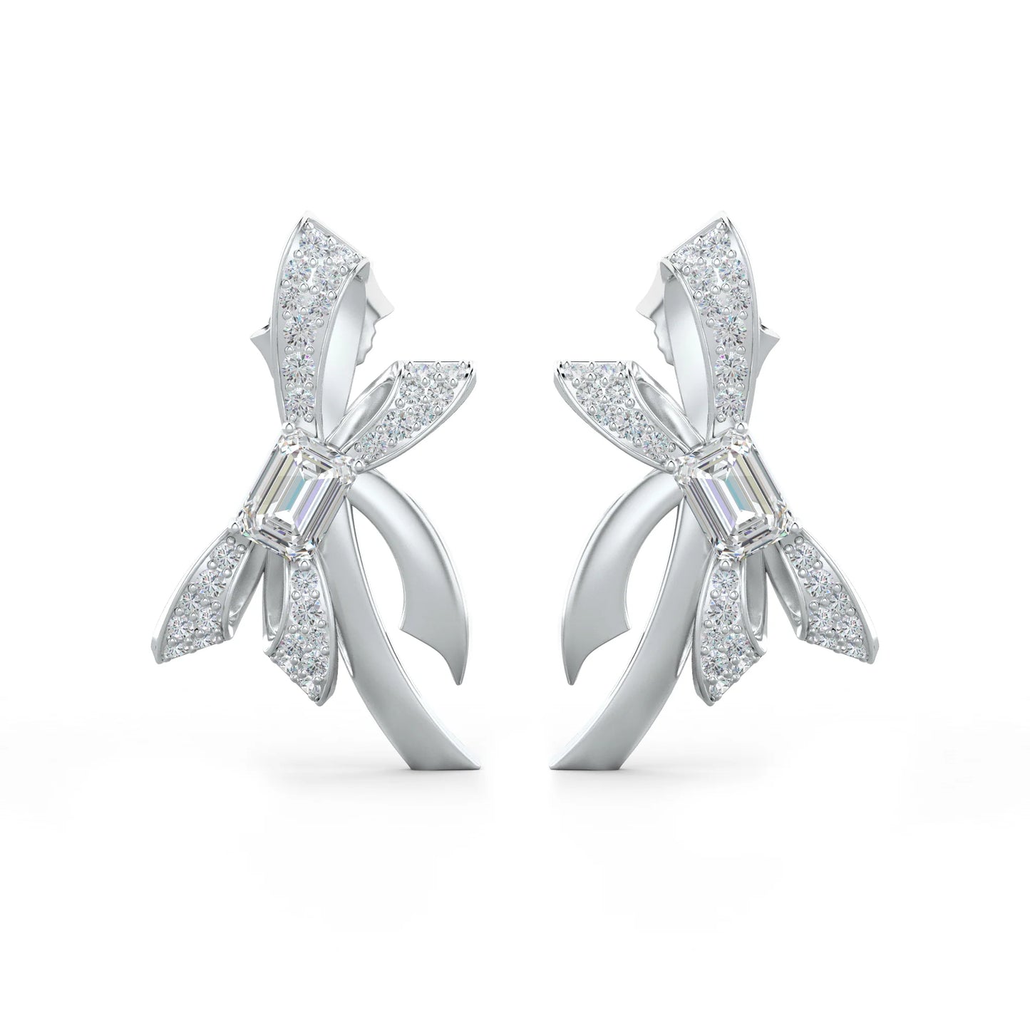 Moissanite Ribboned Grace 925 Sterling Silver Earrings For Women