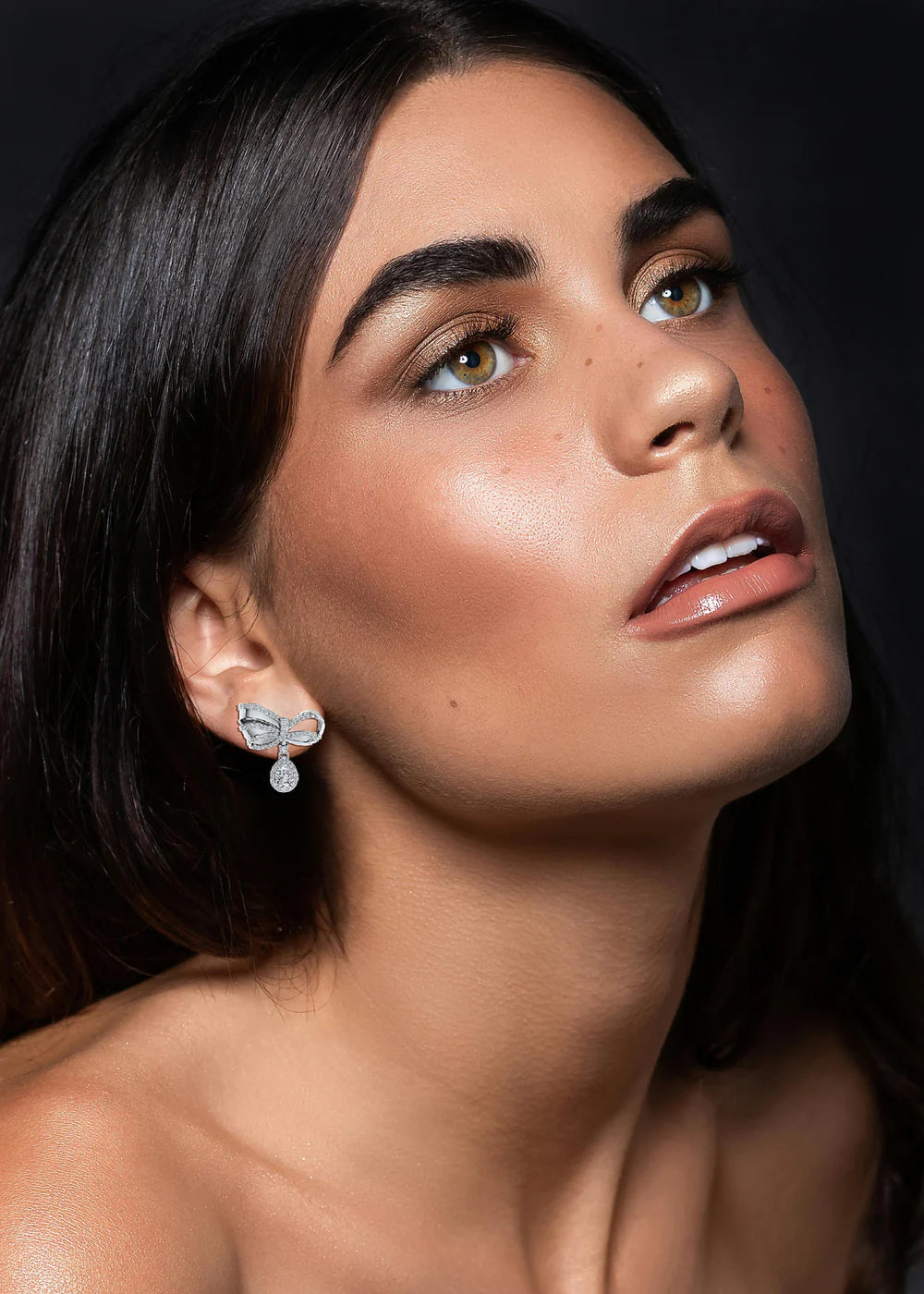 Moissanite Bow of Elegance 925 Sterling Silver Earrings For Women