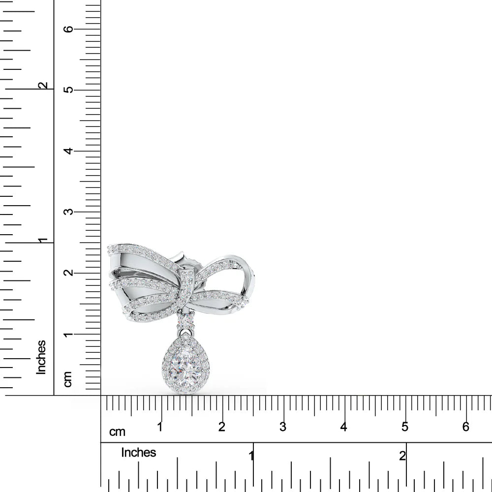 Moissanite Bow of Elegance 925 Sterling Silver Earrings For Women