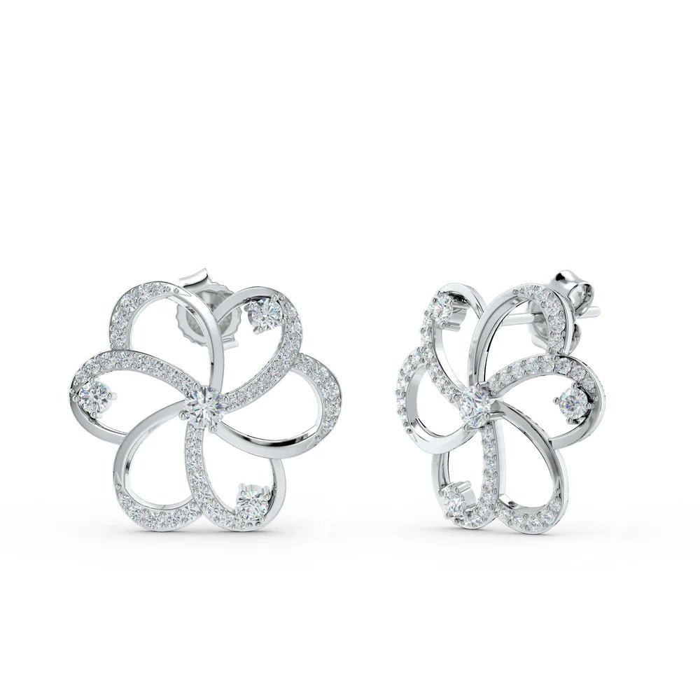 Moissanite Ribboned Radiance Pearl 925 Sterling Silver Earrings For Women