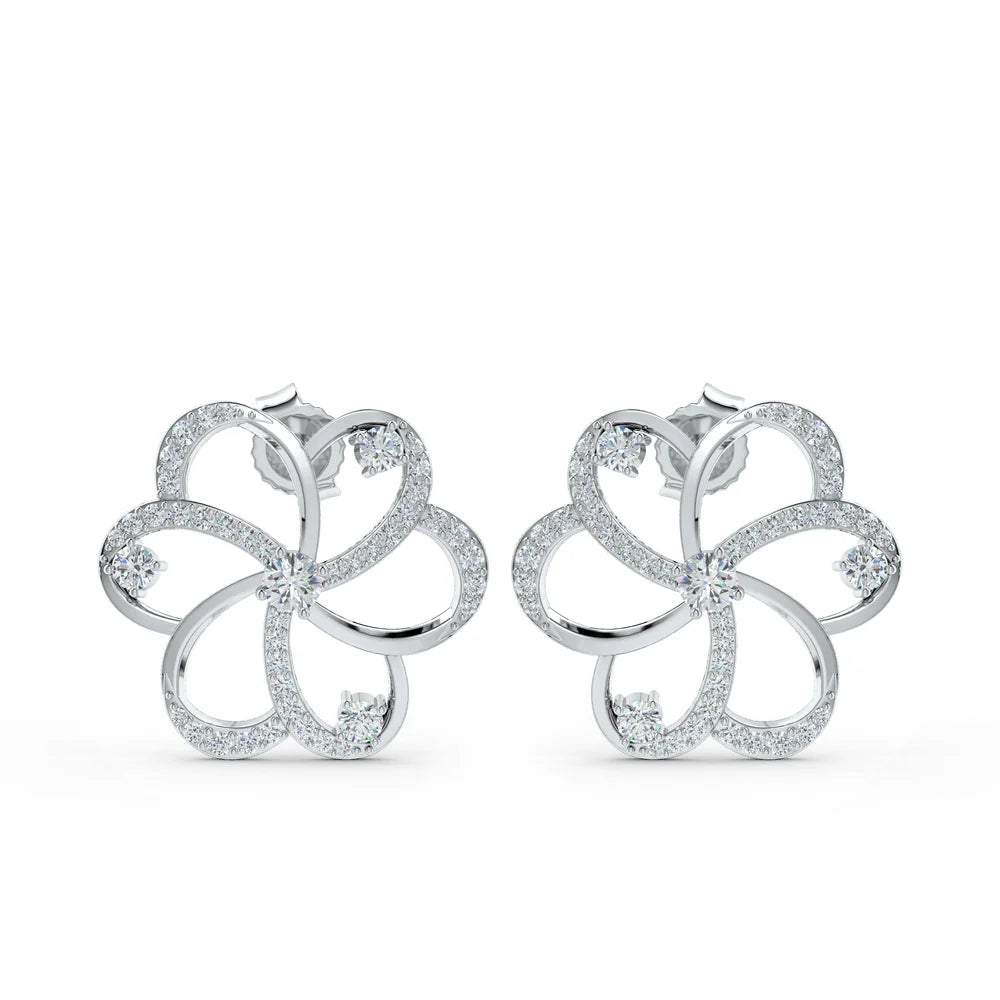 Moissanite Ribboned Radiance Pearl 925 Sterling Silver Earrings For Women