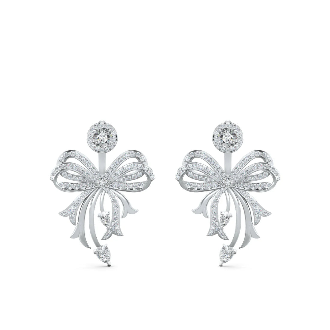 Contemporary Ribbon Moissanite 925 Sterling Silver Earrings Jackets For Women