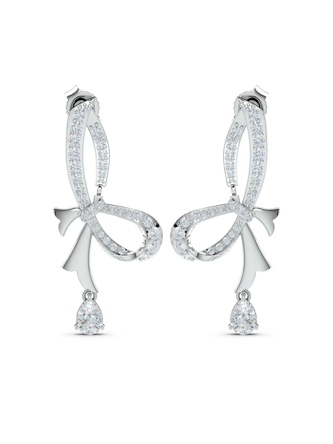 Moissanite Ribboned Allure 925 Sterling Silver Drop Earrings For Women