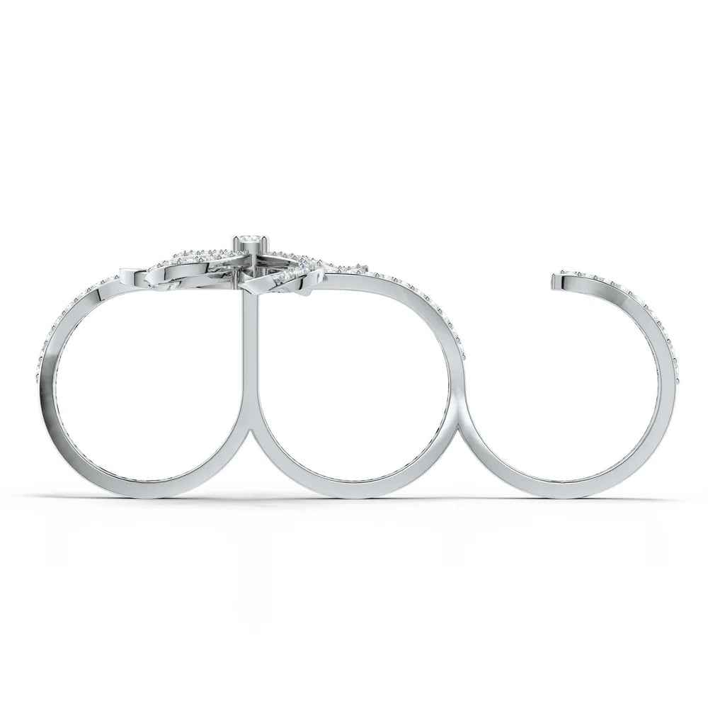 Moissanite Three-Finger Ribbonia 925 Sterling Silver Ring For Women