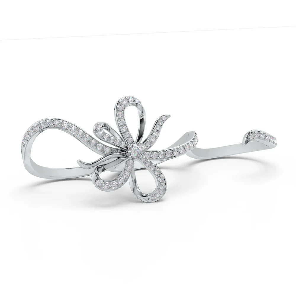 Moissanite Three-Finger Ribbonia 925 Sterling Silver Ring For Women