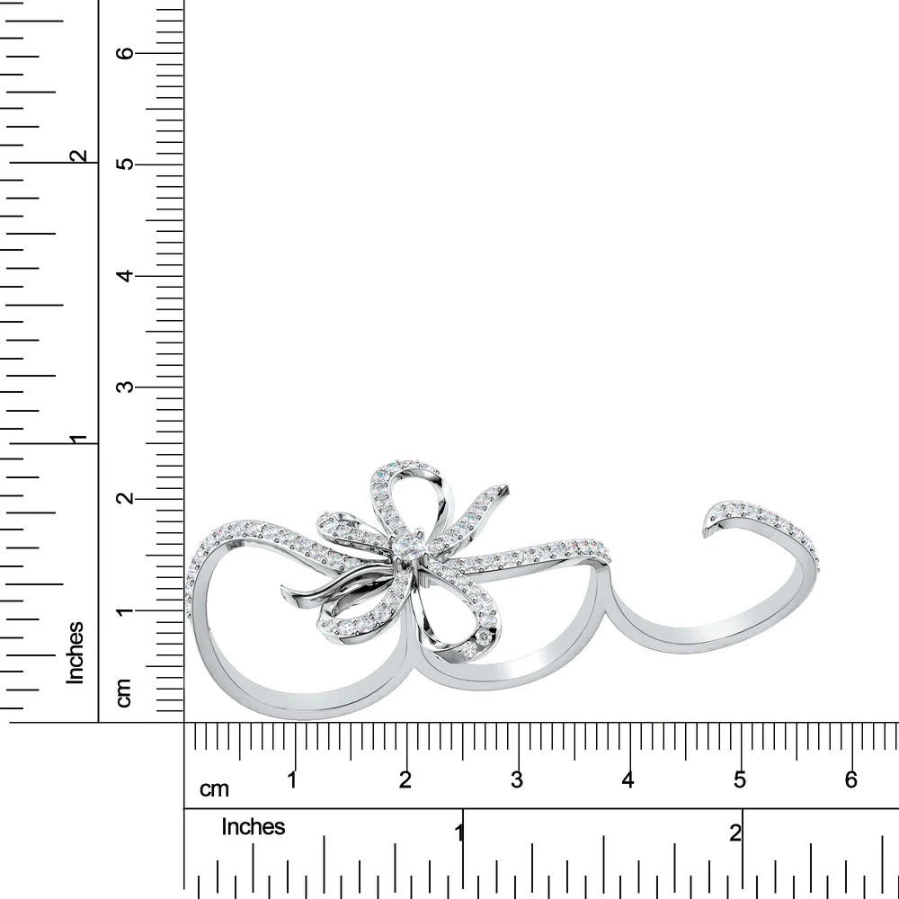 Moissanite Three-Finger Ribbonia 925 Sterling Silver Ring For Women