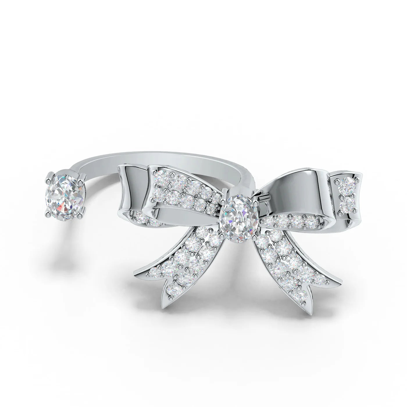 Moissanite Ribbonia Graceful Folds 925 Sterling Silver Ring For Women