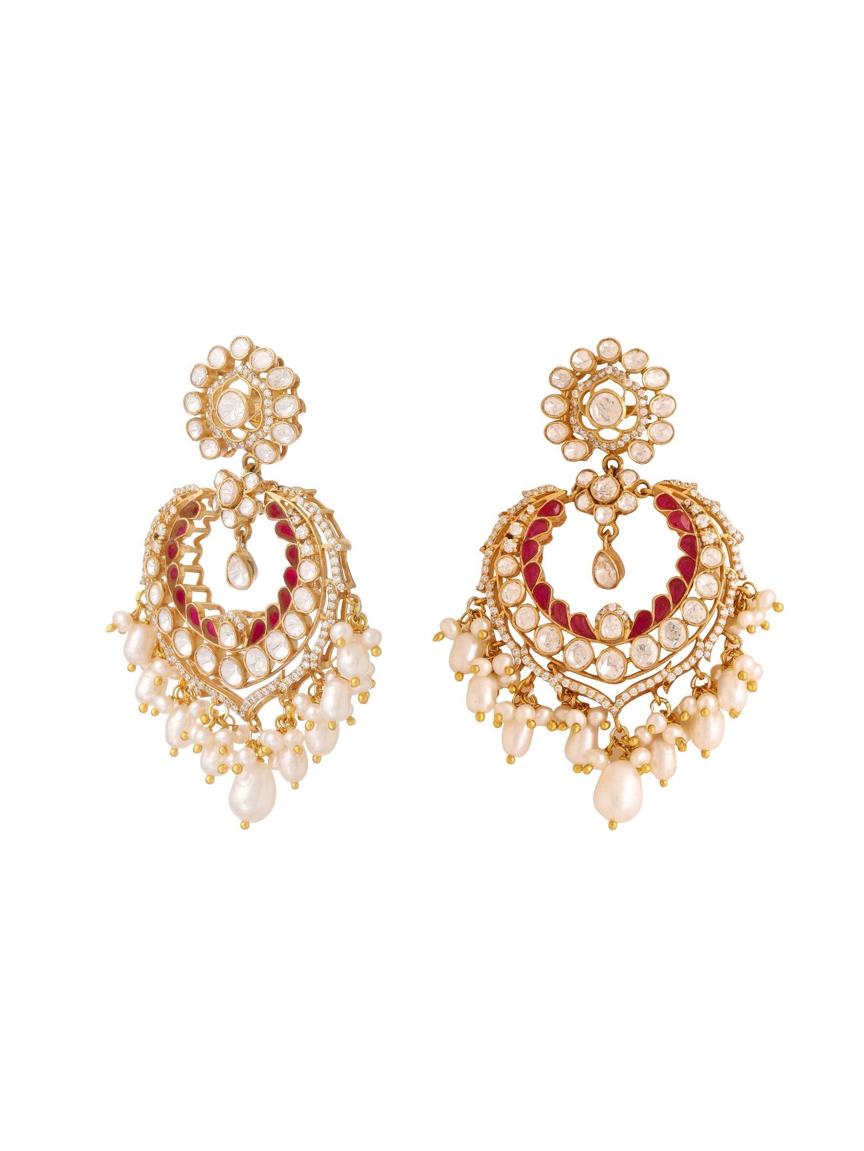 Stunning Red Talphe Chandbali Earrings For Women