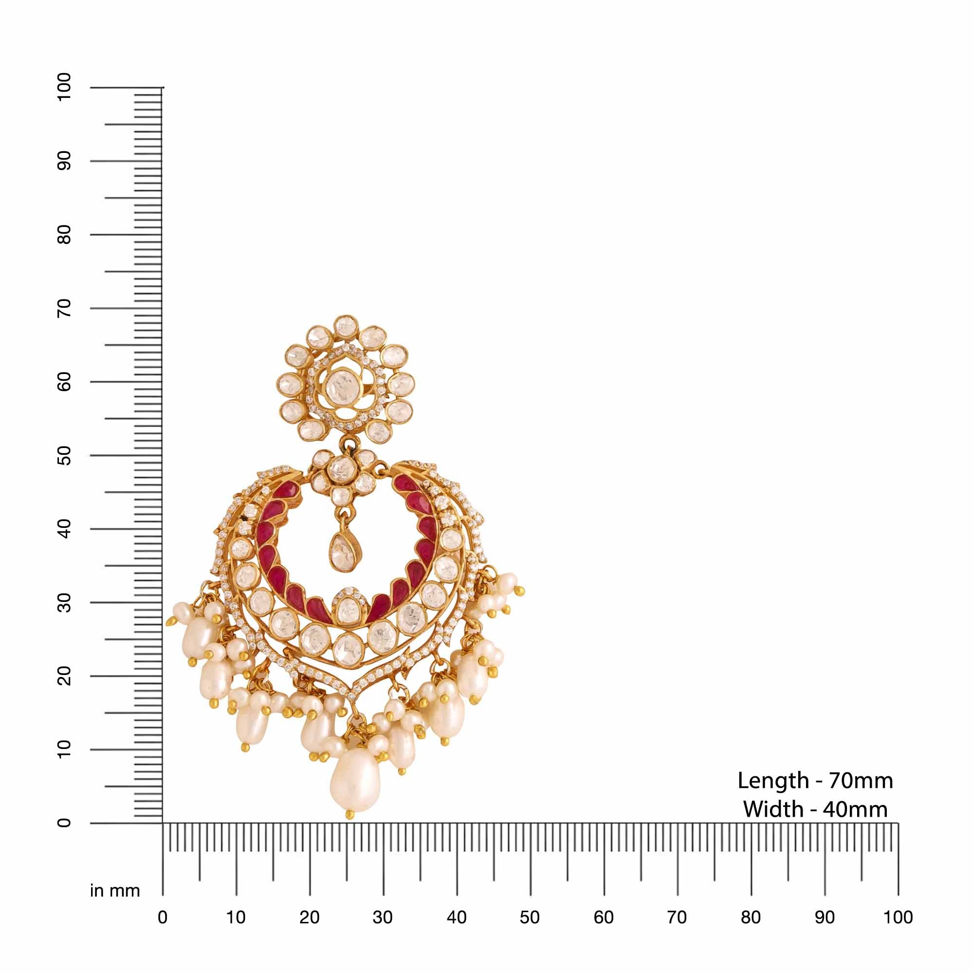 Stunning Red Talphe Chandbali Earrings For Women