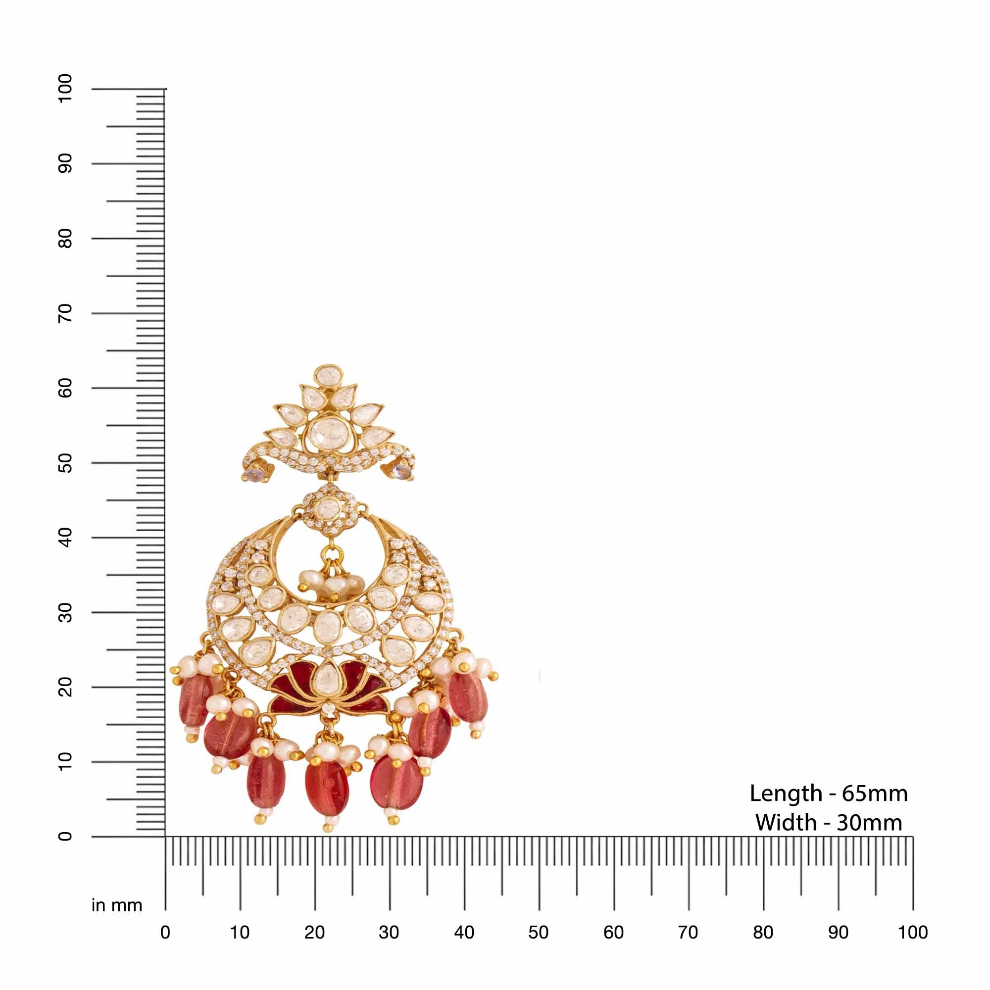 Ravishing Red Mani Chandbali Earrings For Women