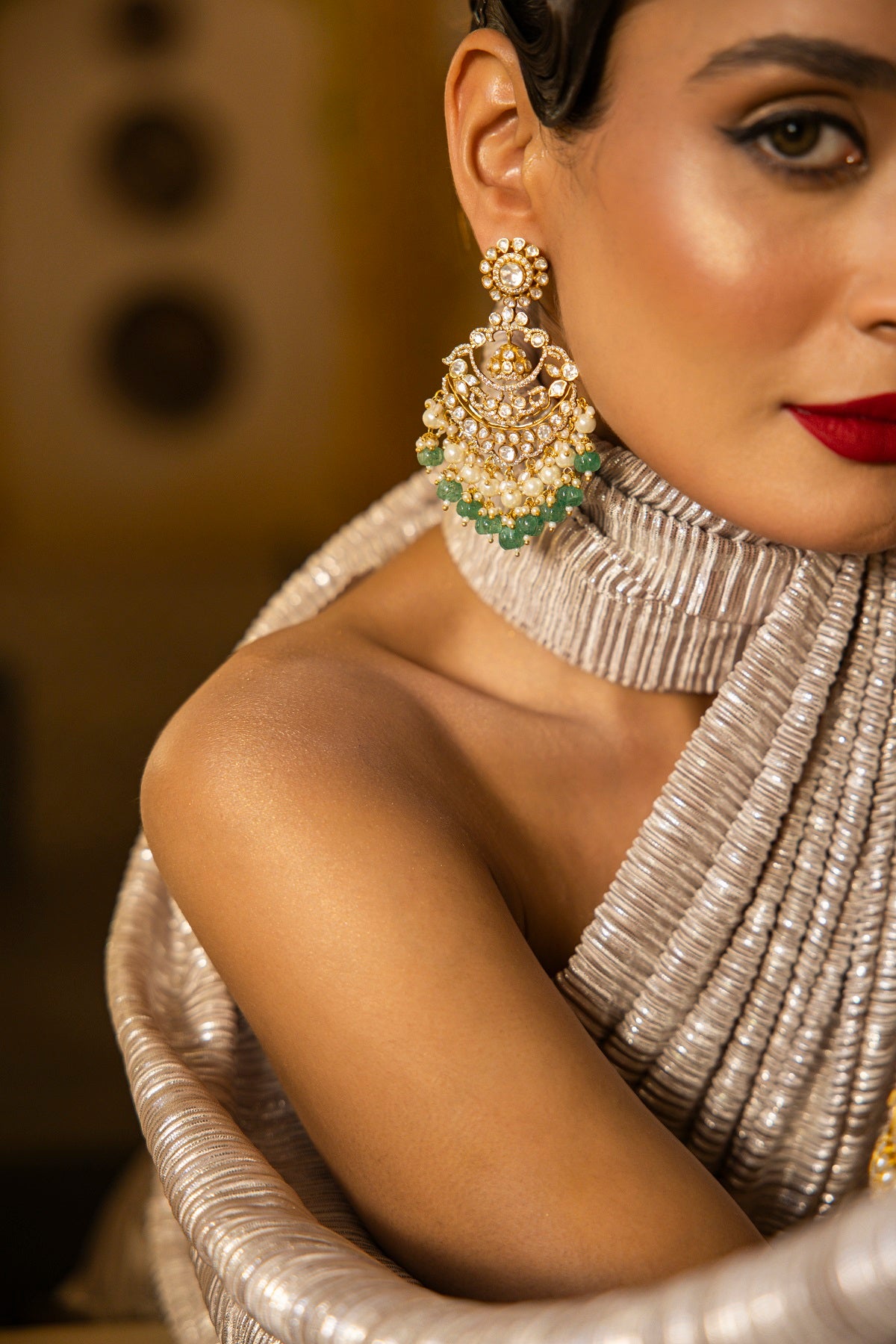 Pearl Dazzling Chandbali Earrings For Women