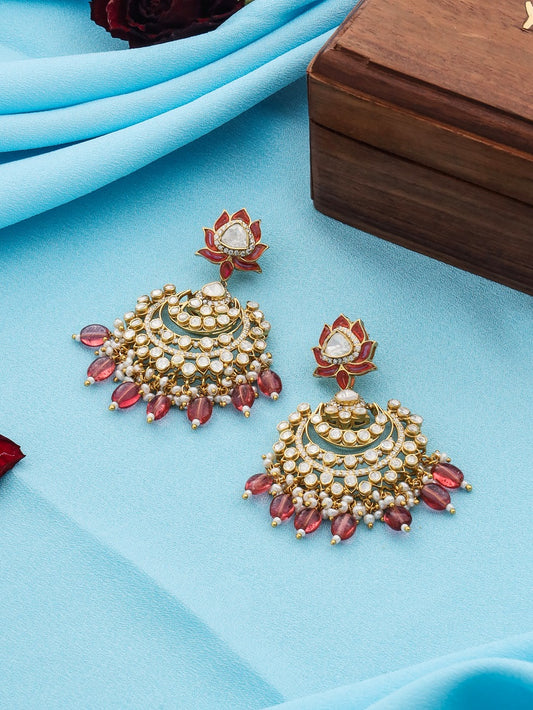 Gorgeous Lotus Chandbali Earrings 925 Sterling Silver Earrings For Women