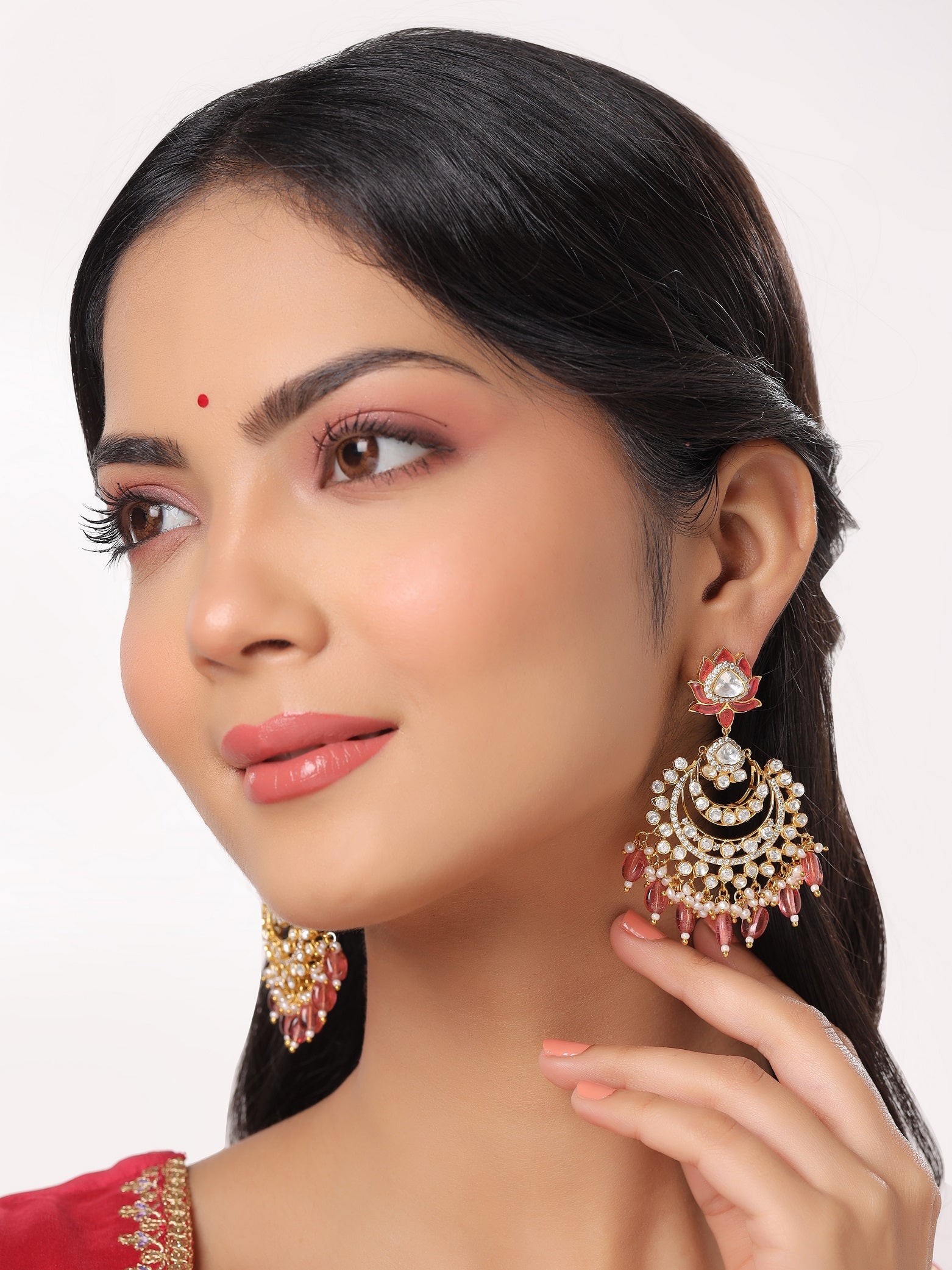 Gorgeous Lotus Chandbali Earrings 925 Sterling Silver Earrings For Women