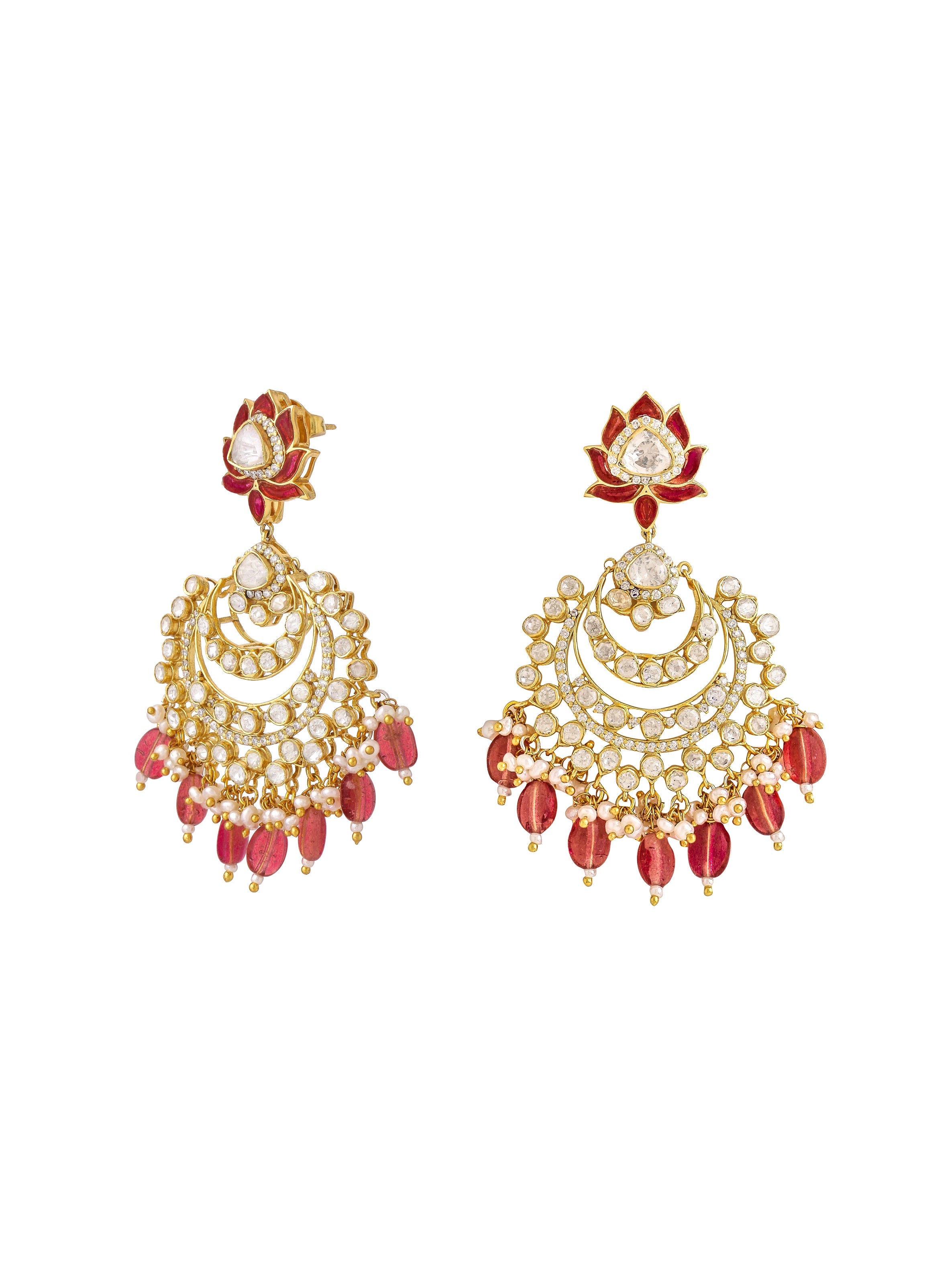 Gorgeous Lotus Chandbali Earrings 925 Sterling Silver Earrings For Women