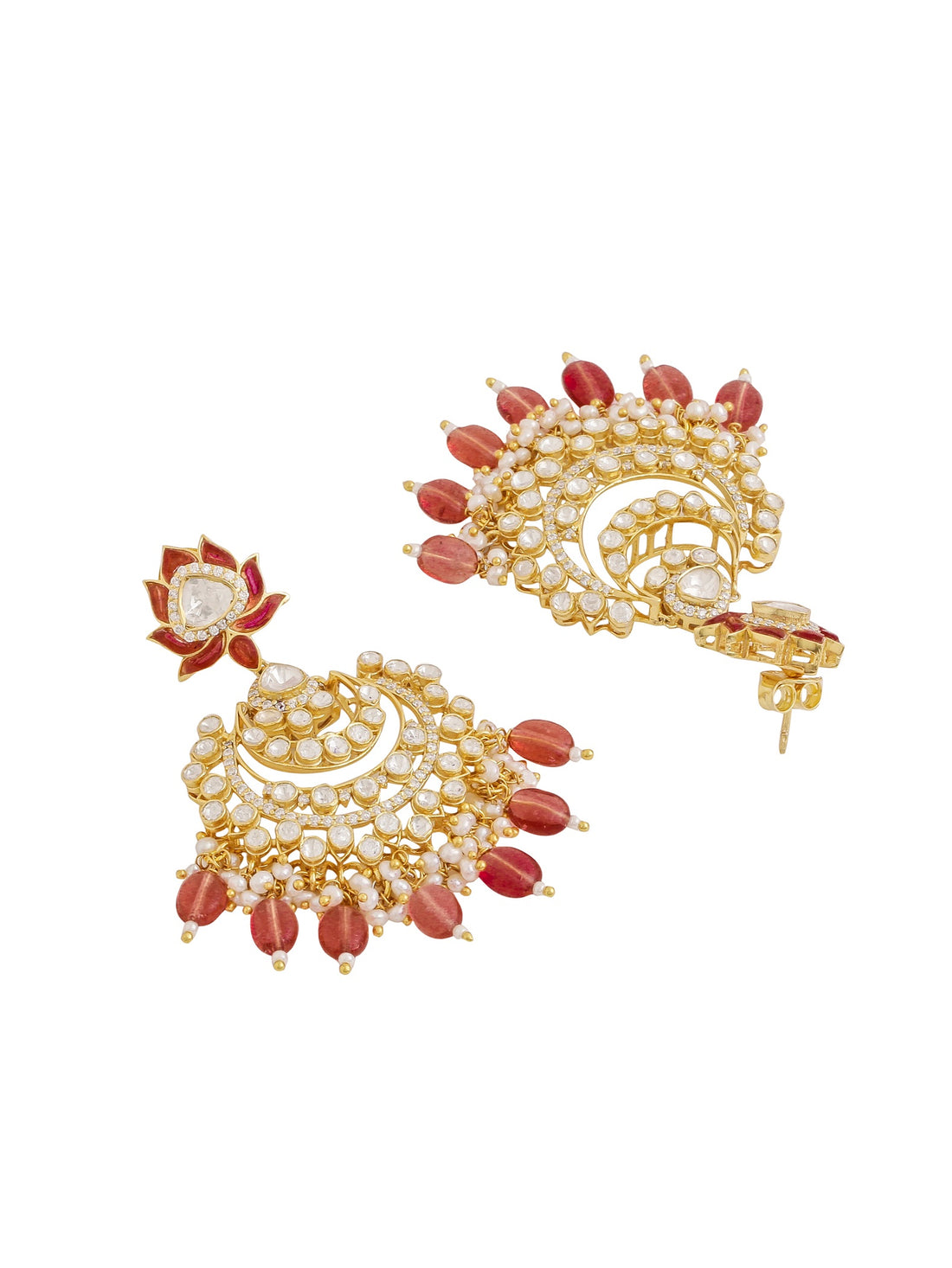 Gorgeous Lotus Chandbali Earrings 925 Sterling Silver Earrings For Women