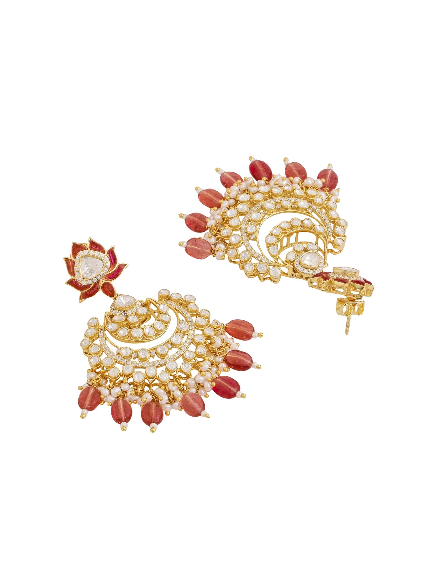 Gorgeous Lotus Chandbali Earrings 925 Sterling Silver Earrings For Women