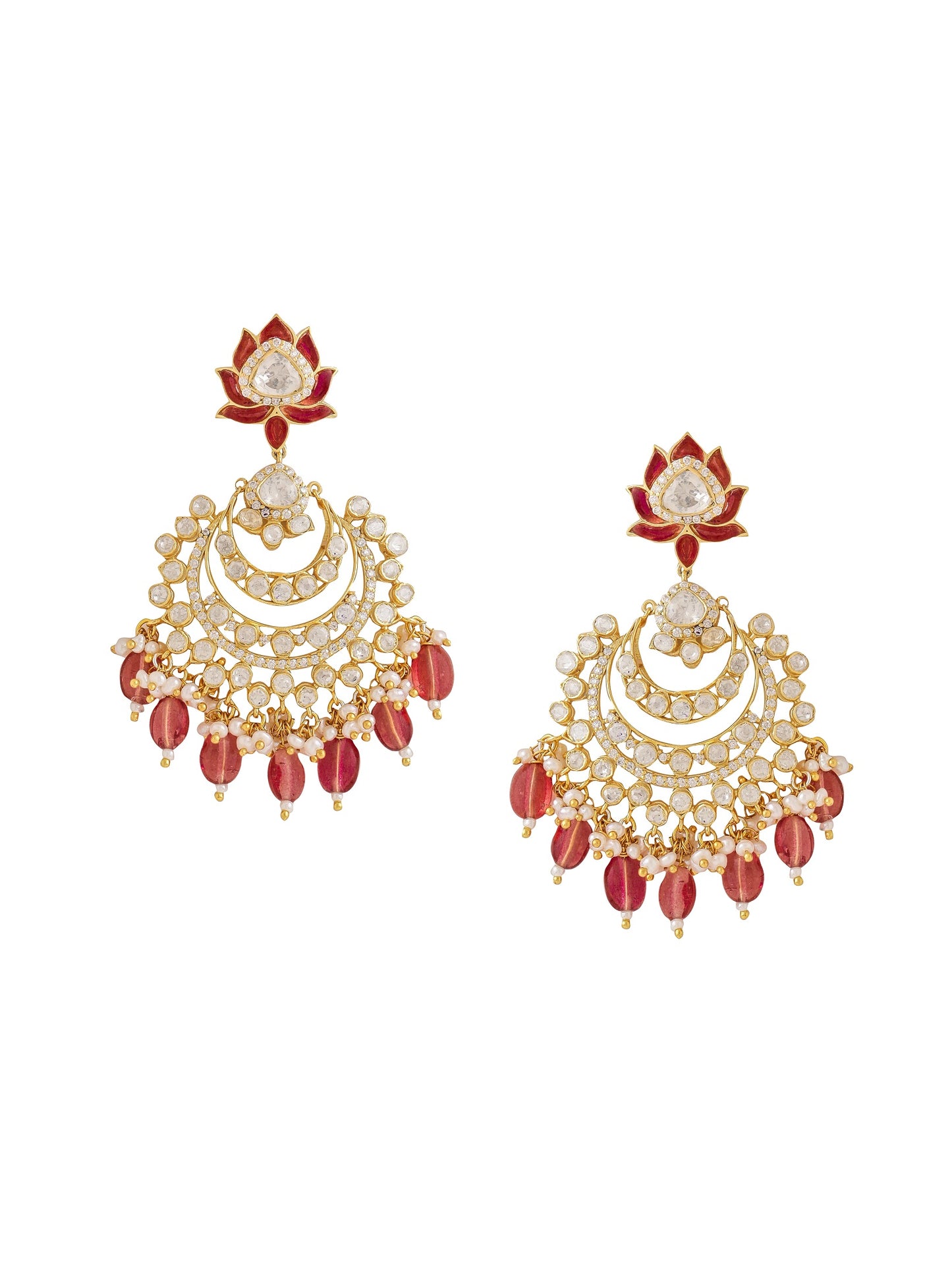 Gorgeous Lotus Chandbali Earrings 925 Sterling Silver Earrings For Women
