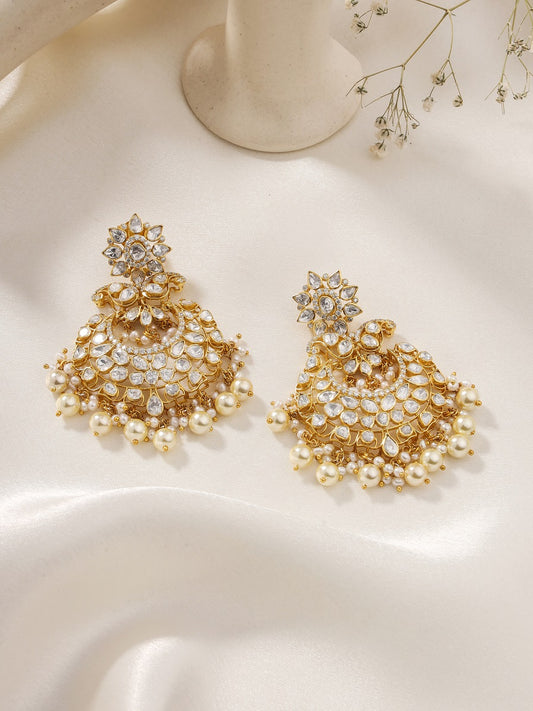 Pearl Elegant Chandbali 925 Sterling Silver Earrings For Women