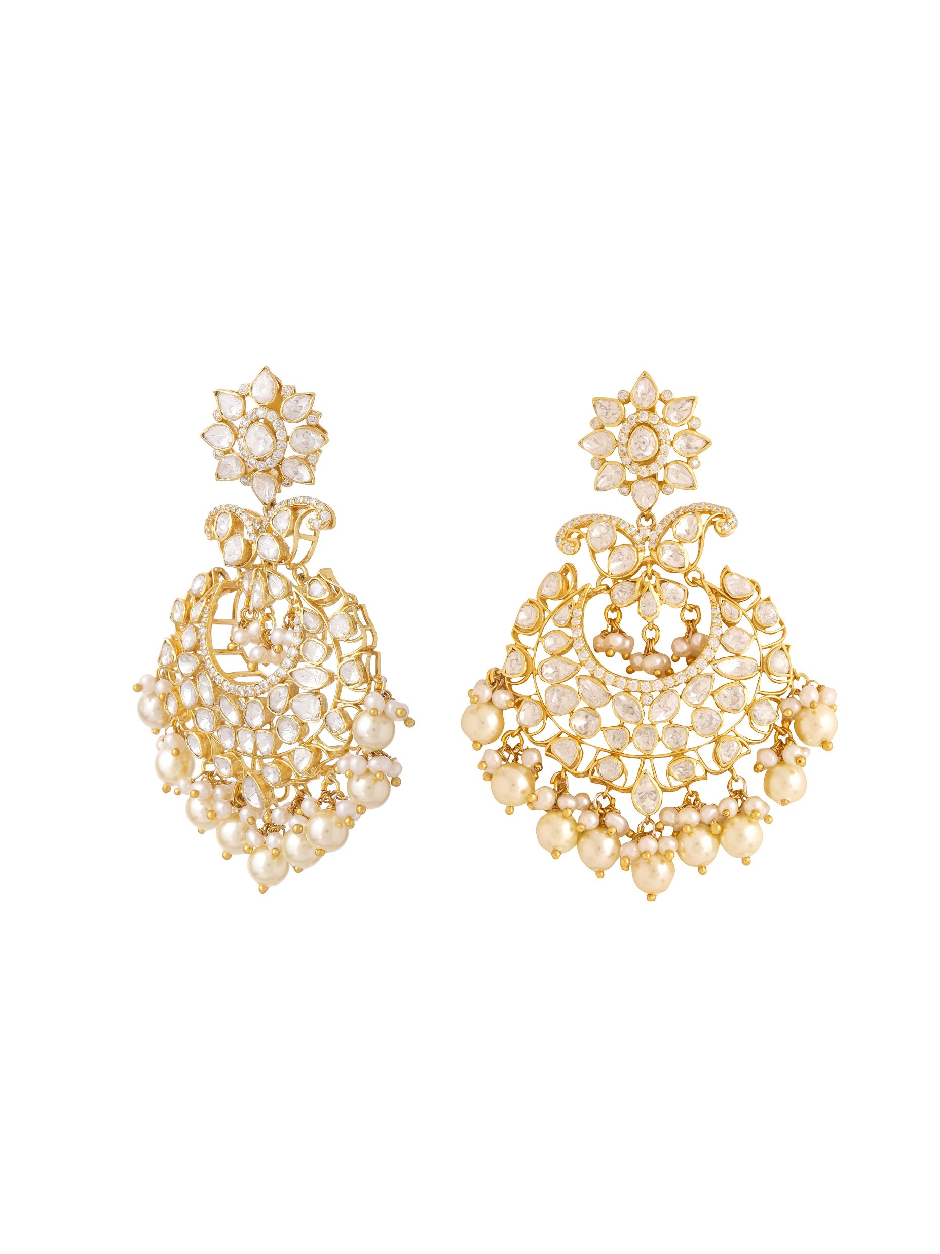 Pearl Elegant Chandbali 925 Sterling Silver Earrings For Women