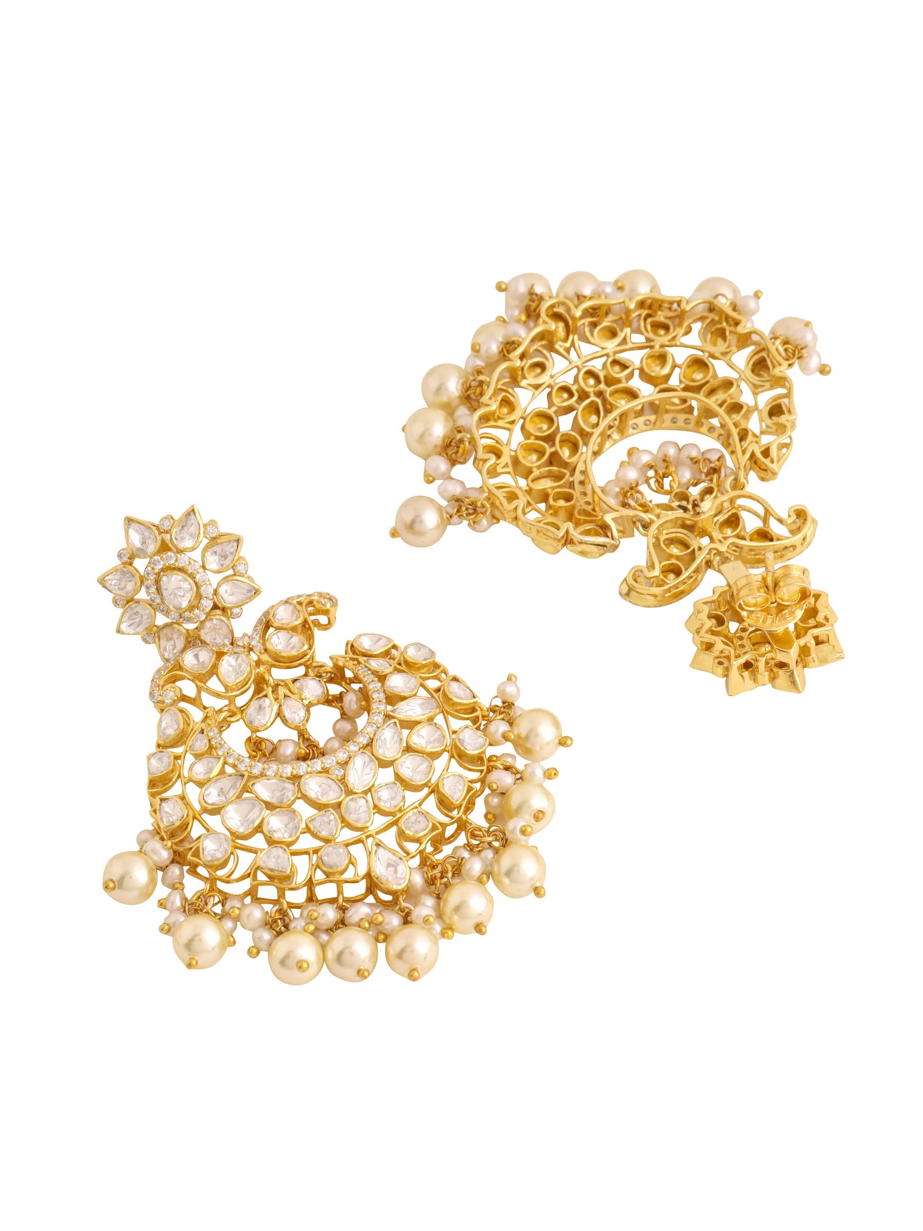 Pearl Elegant Chandbali 925 Sterling Silver Earrings For Women