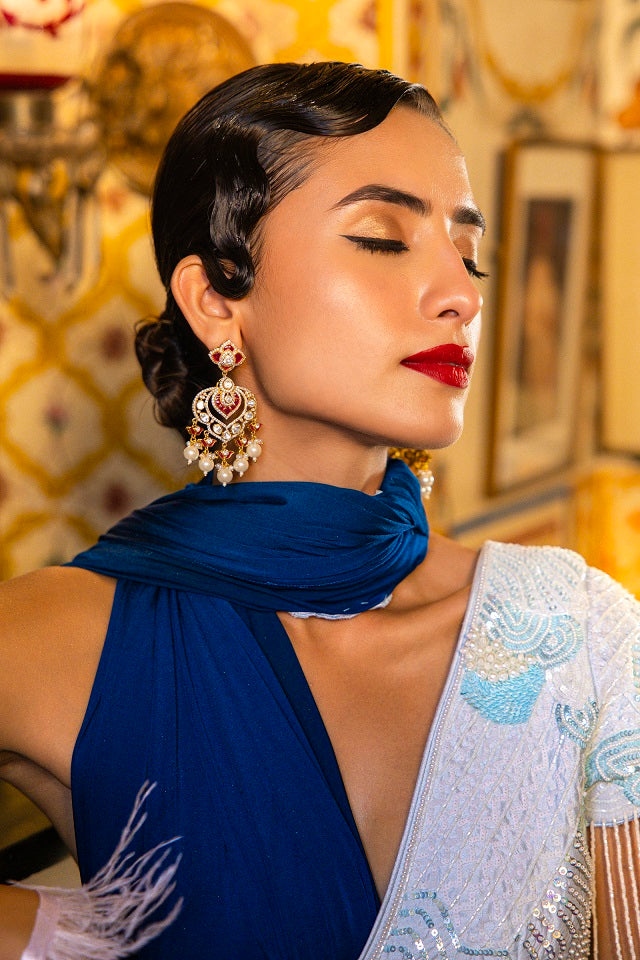 Pearl Crimson Radiance Elegant 925 Sterling Silver Earrings For Women