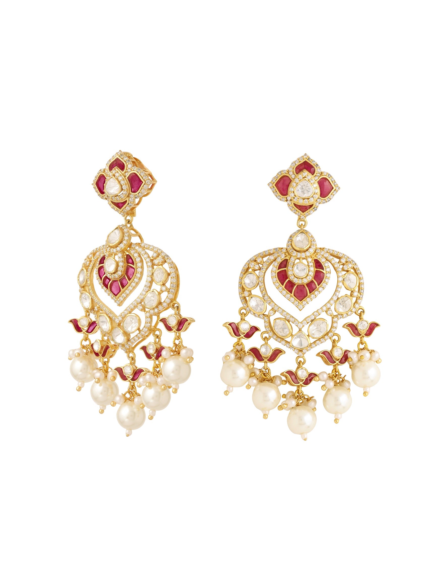 Pearl Crimson Radiance Elegant 925 Sterling Silver Earrings For Women