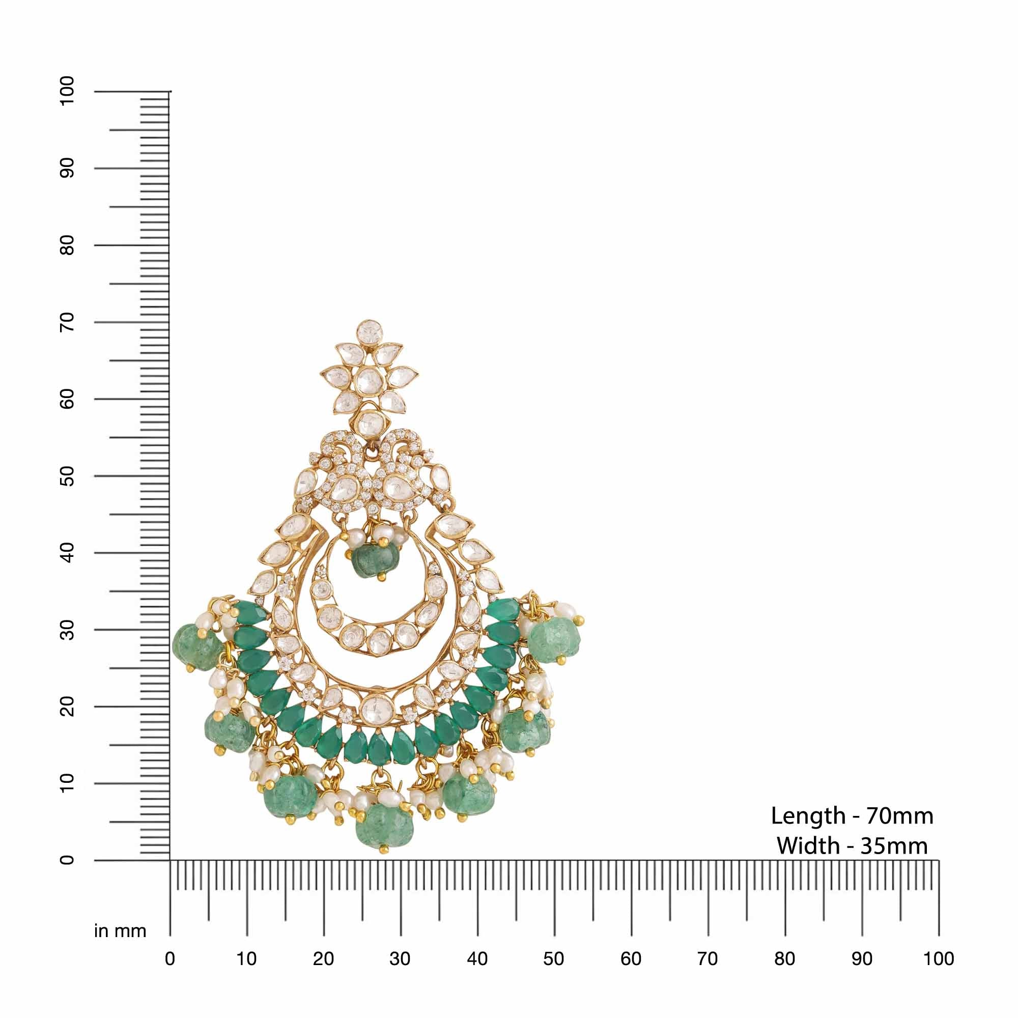 Quartz Pearl Lustrous Gem Embedded Chandbali Earrings For Women
