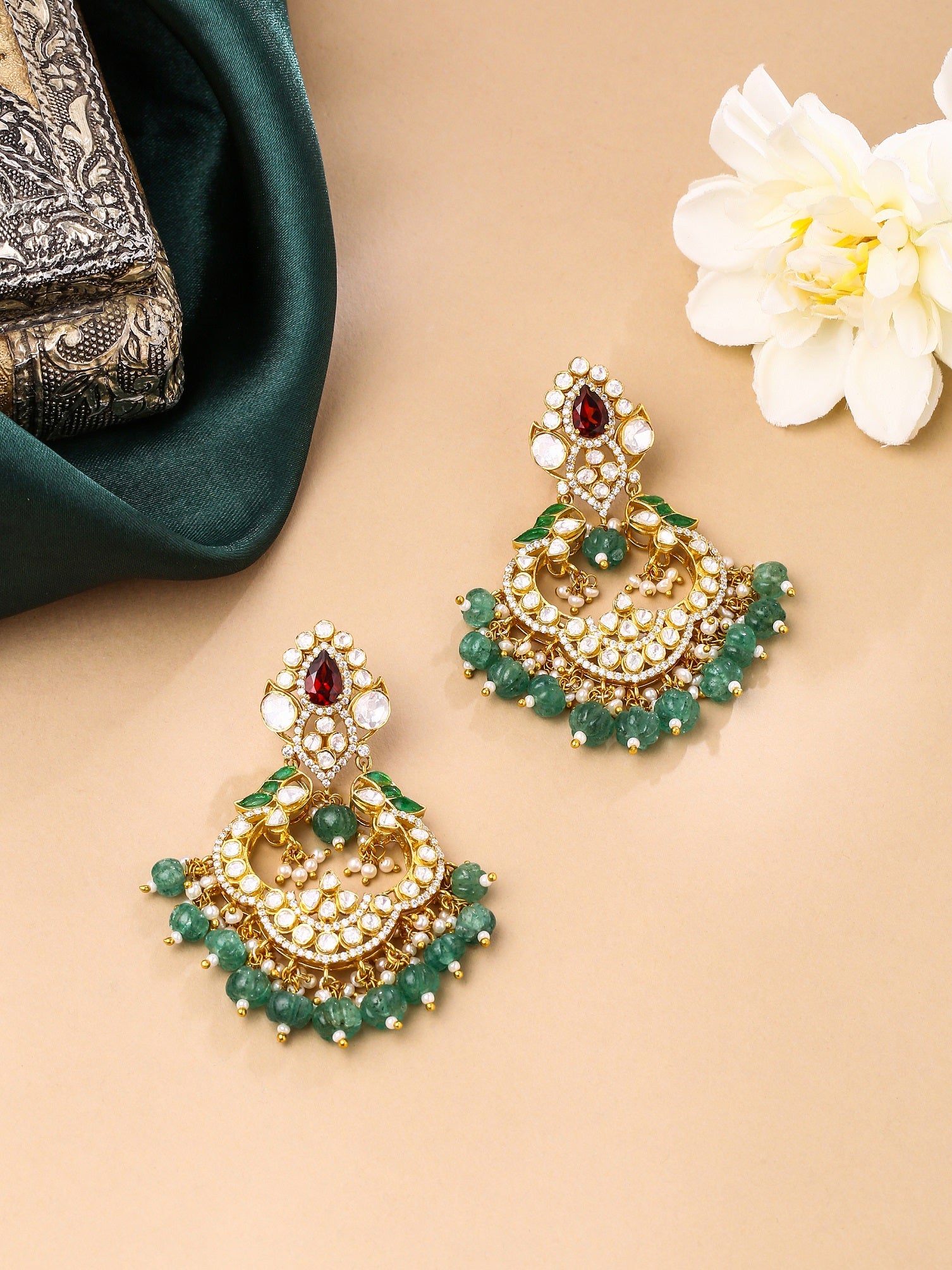 Garnet Quartz Radiant Sparkle Silver Earrings For Women