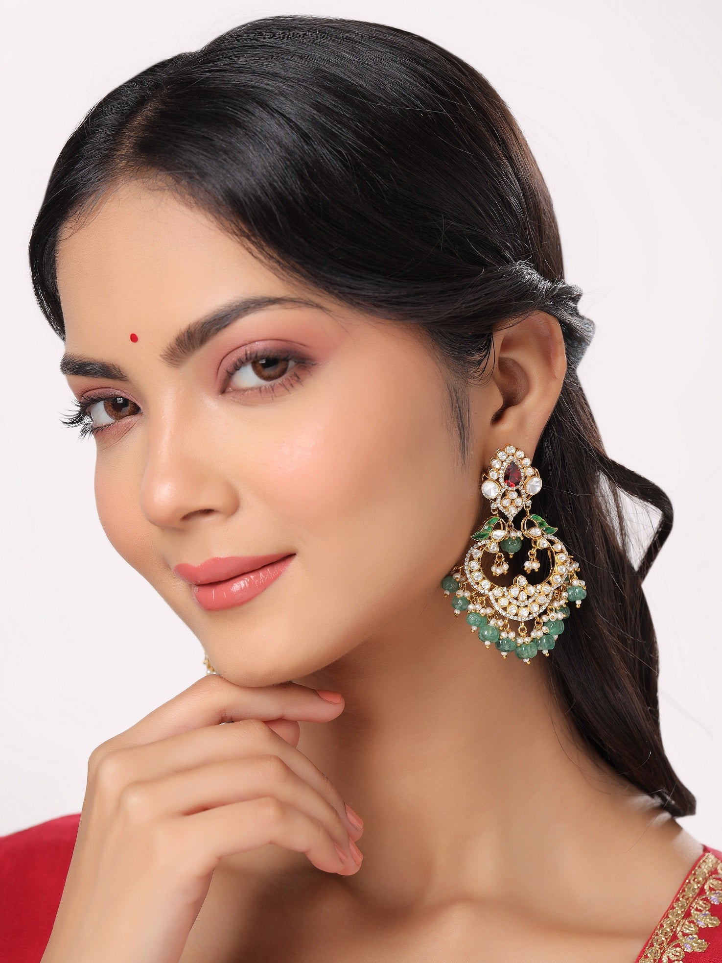 Garnet Quartz Radiant Sparkle Silver Earrings For Women