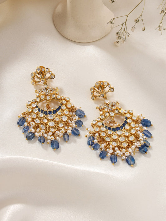 Blue Splendor Chandbali Earrings For Women