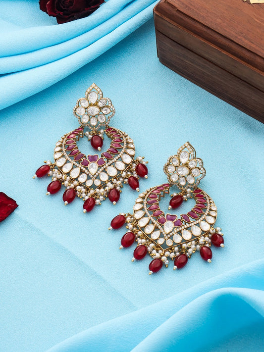 Red Radiance Chandbali Earrings For Women