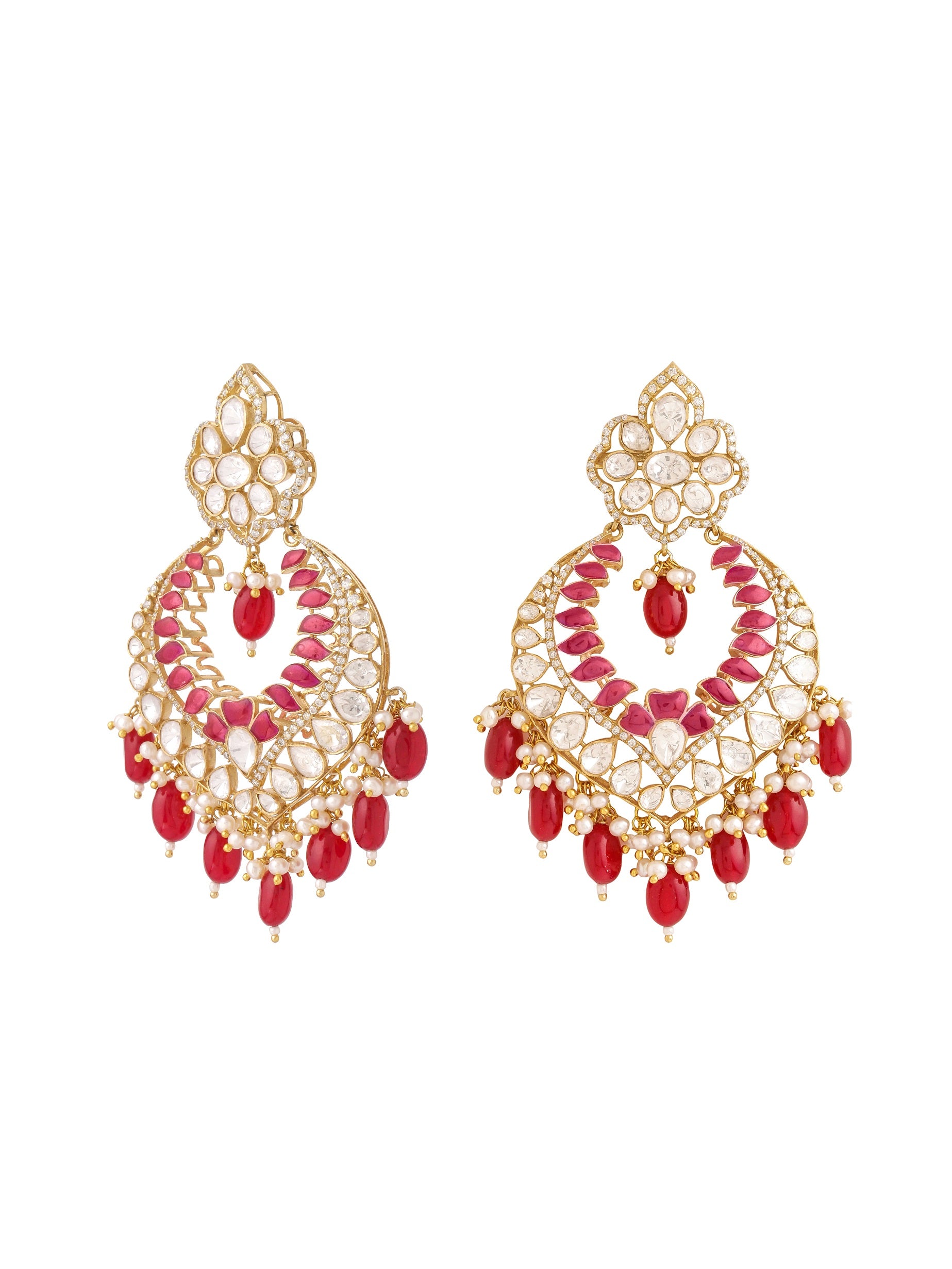 Red Radiance Chandbali Earrings For Women