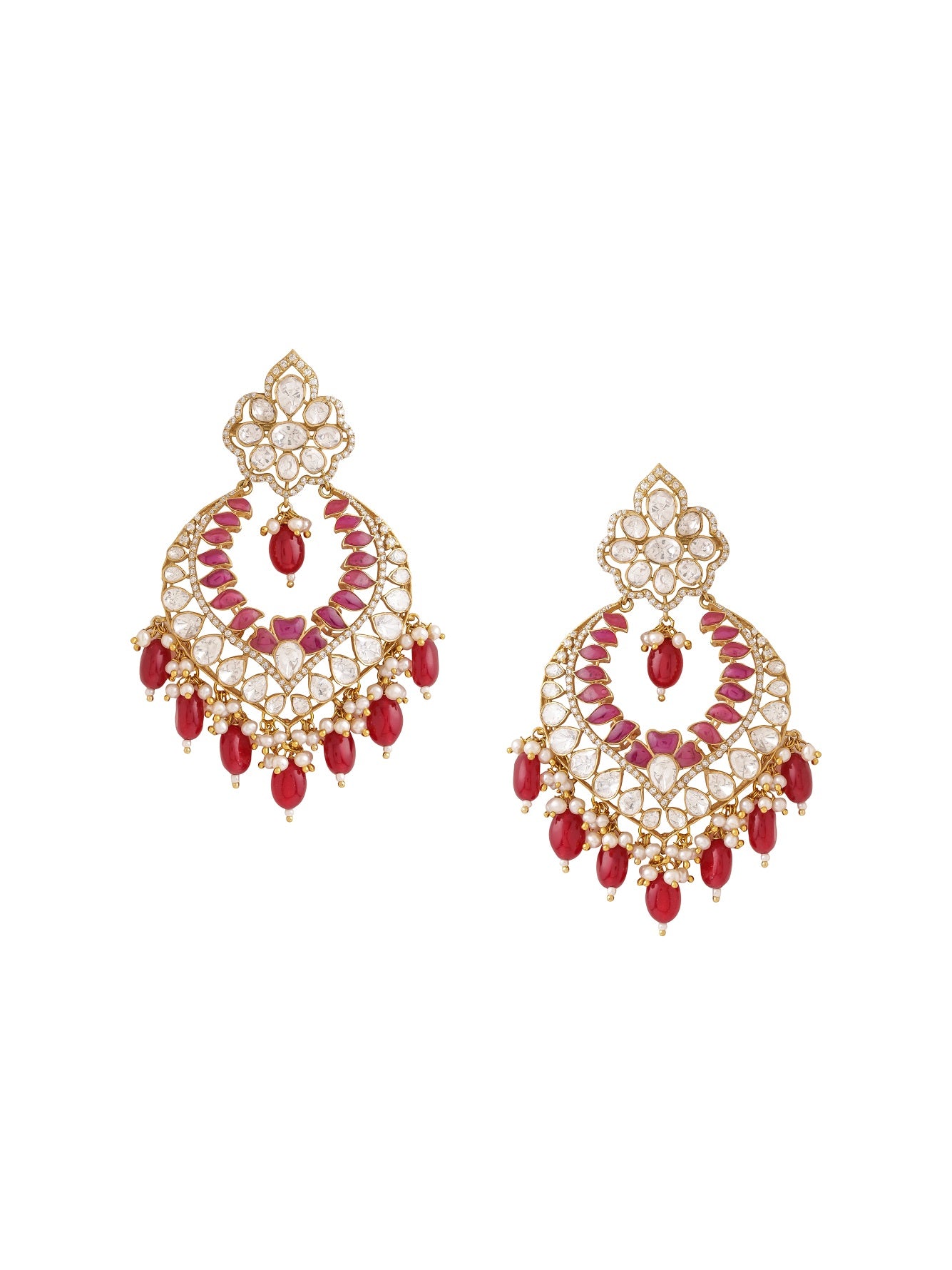 Red Radiance Chandbali Earrings For Women