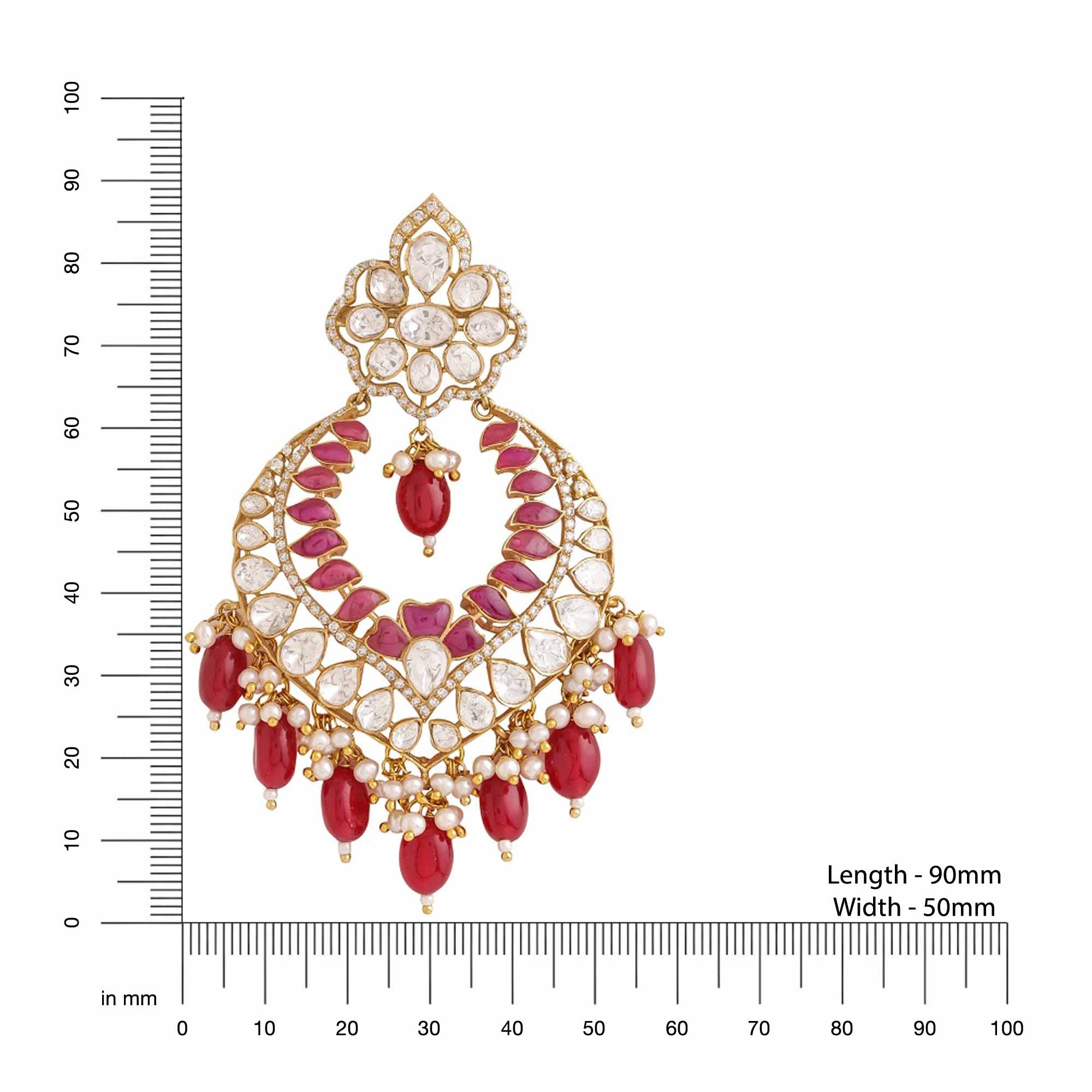Red Radiance Chandbali Earrings For Women