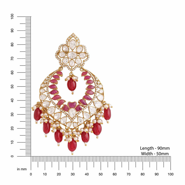 Red Radiance Chandbali Earrings For Women