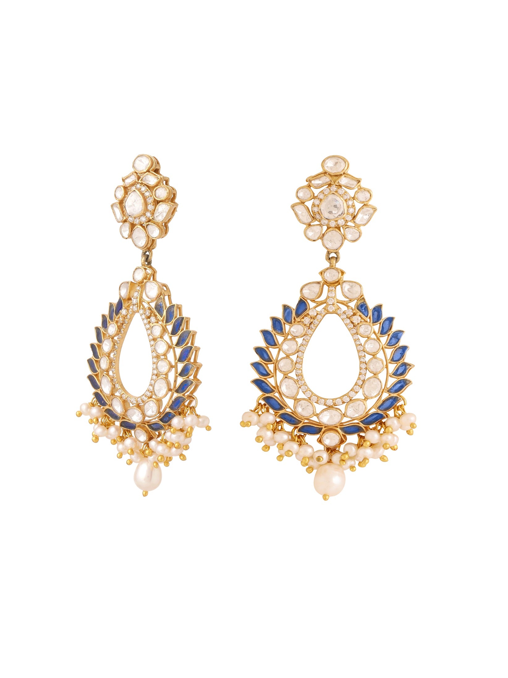 Pearl Beautiful Blue Talfe Chandbali Earrings For Women