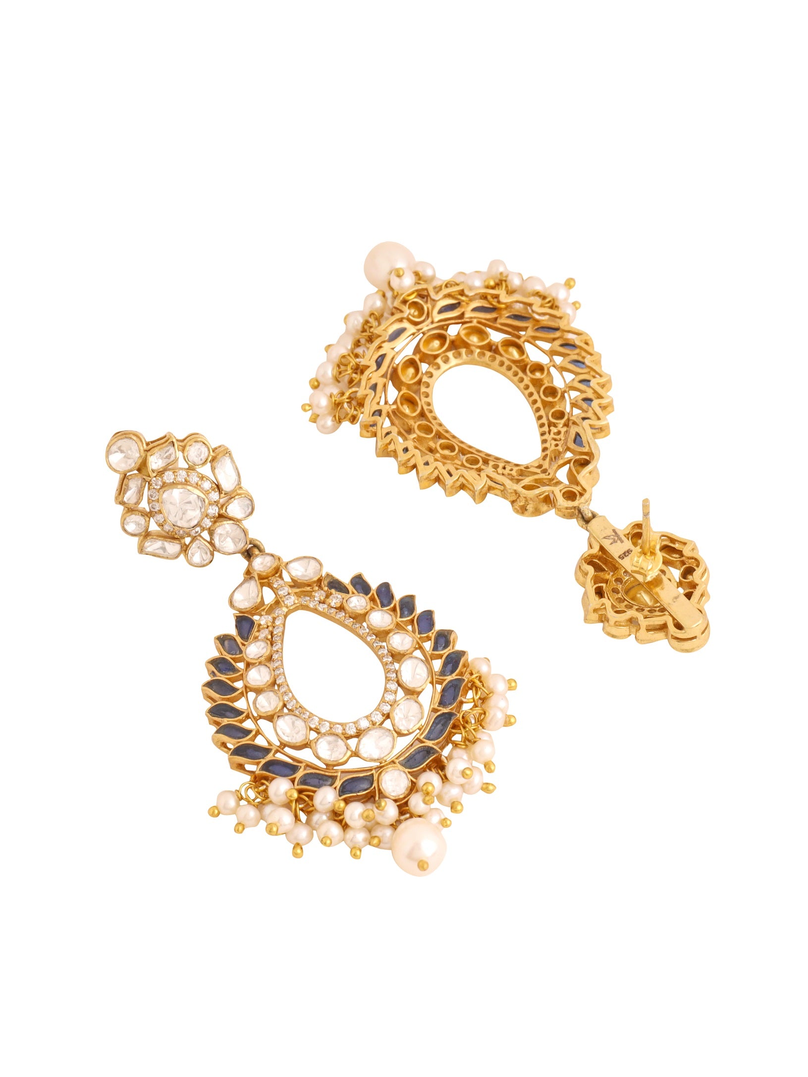 Pearl Beautiful Blue Talfe Chandbali Earrings For Women