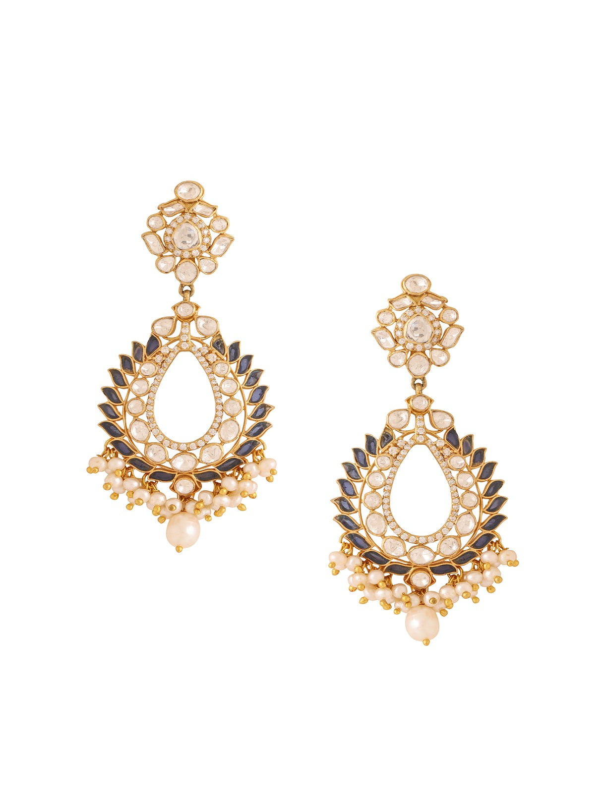 Pearl Beautiful Blue Talfe Chandbali Earrings For Women