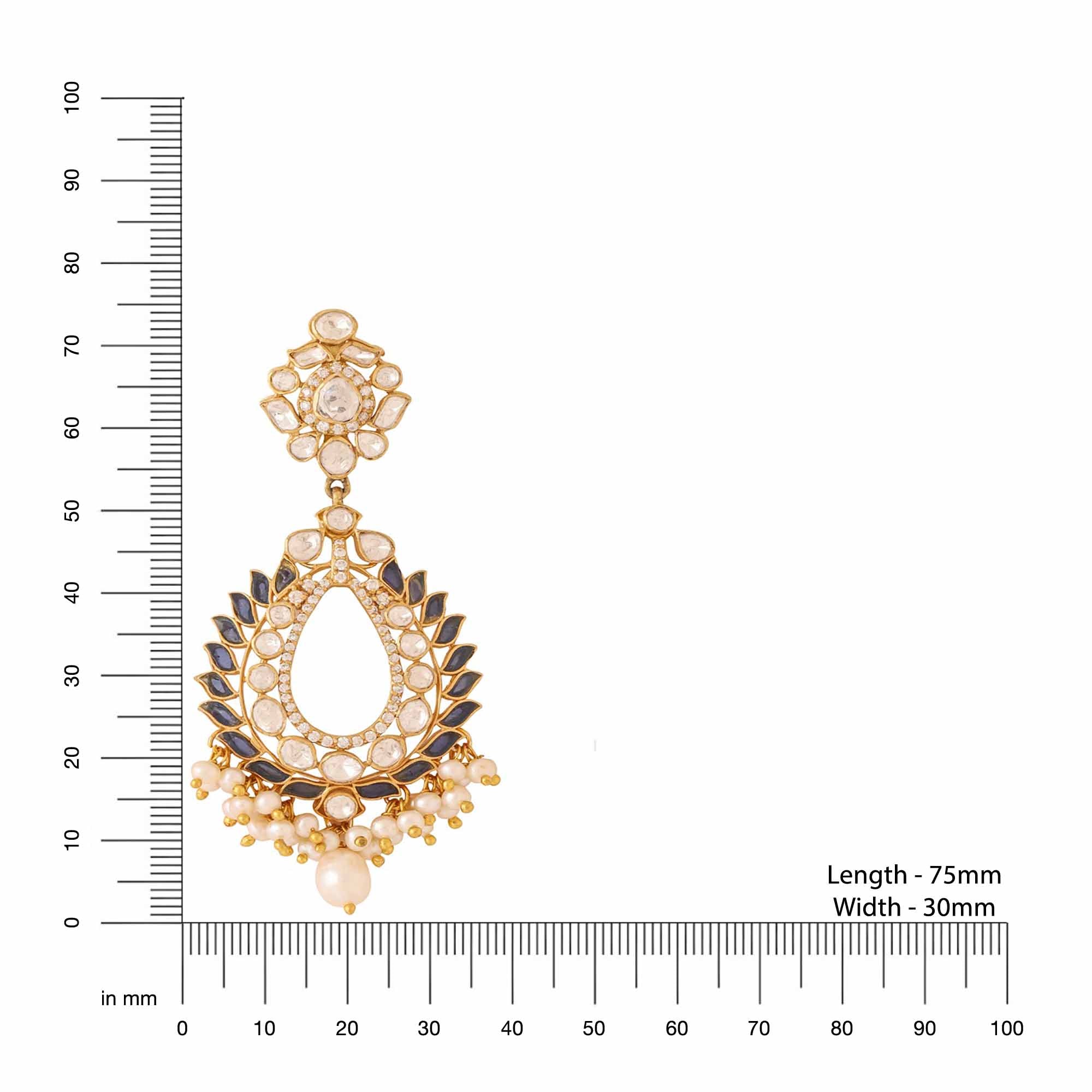 Pearl Beautiful Blue Talfe Chandbali Earrings For Women