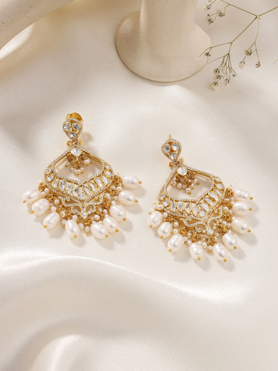 Pearl Starry Night Chandbali Earrings For Women