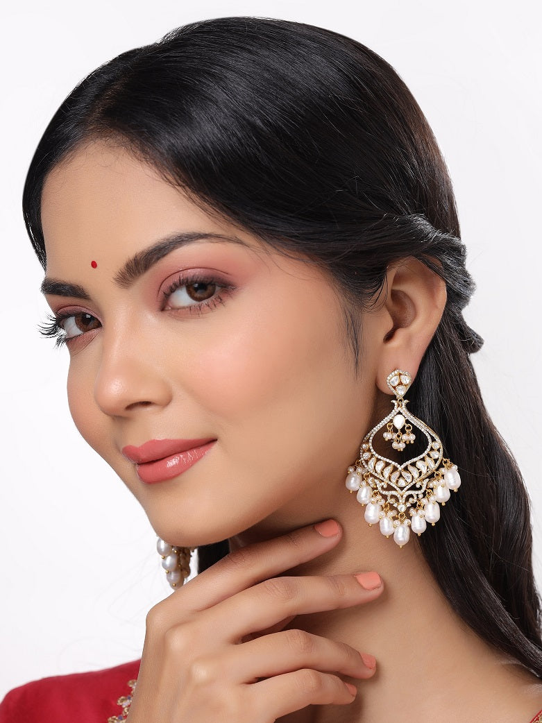 Pearl Starry Night Chandbali Earrings For Women