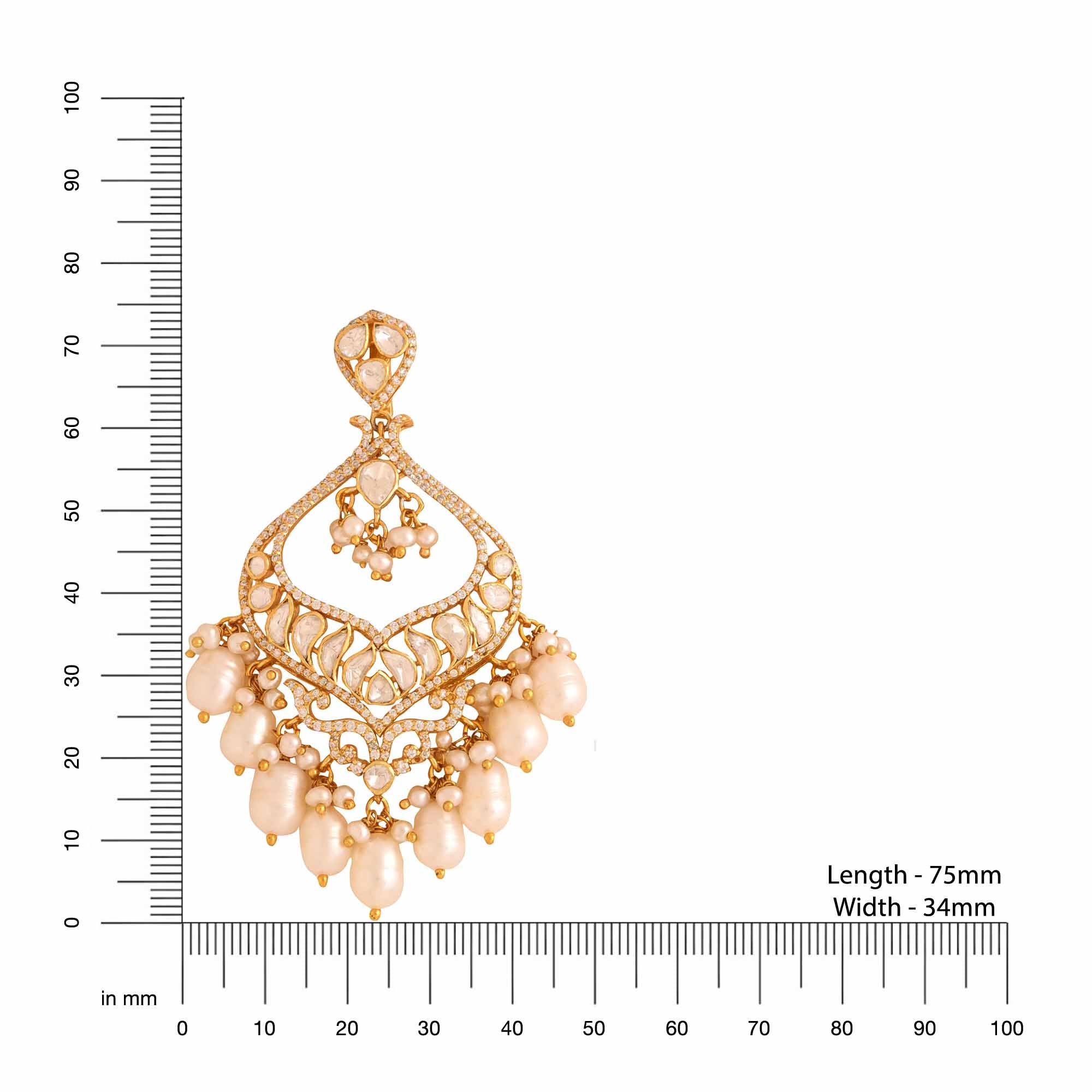 Pearl Starry Night Chandbali Earrings For Women