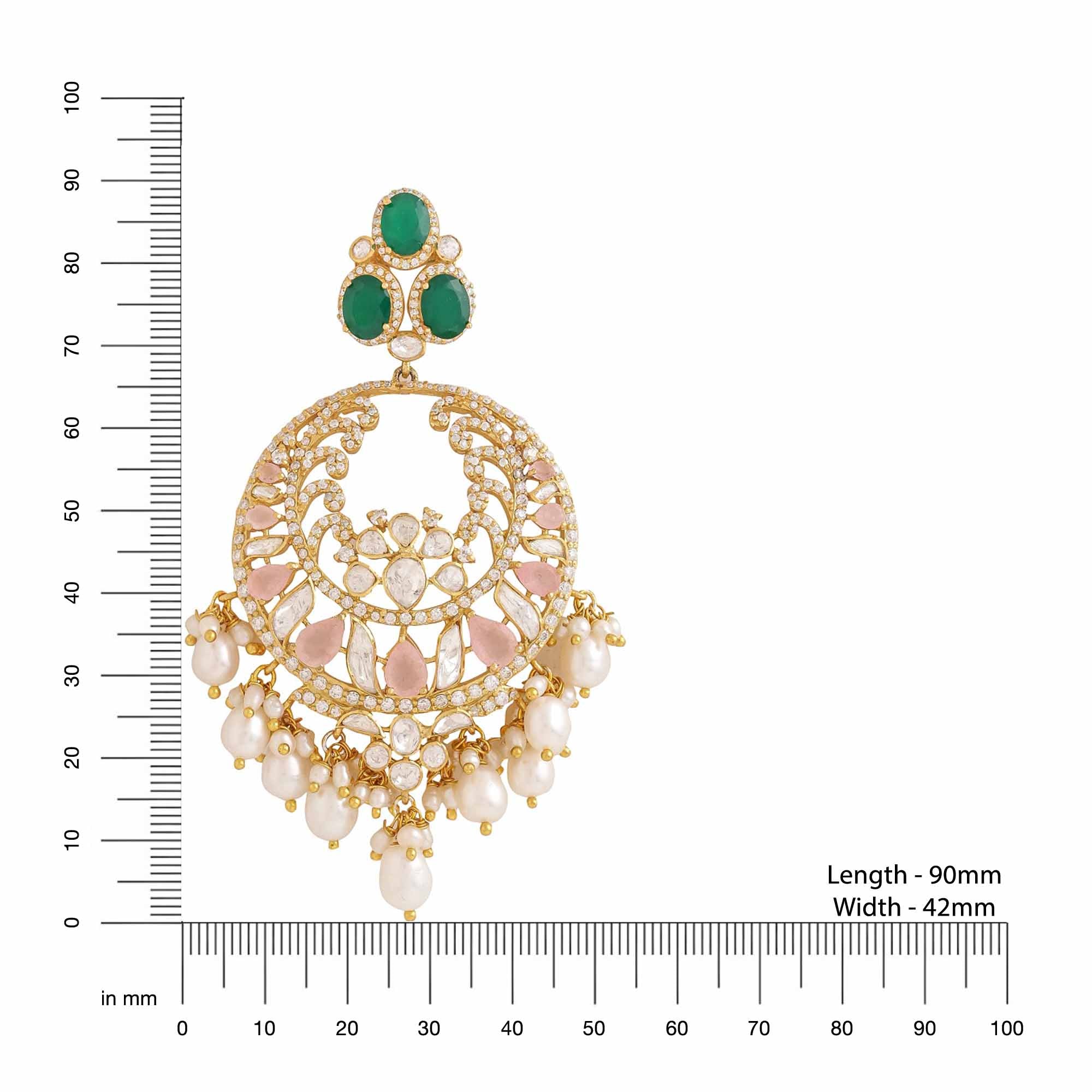 Quartz Pearl Enchanted Chandbali Earrings in 925 Sterling Silver For Women