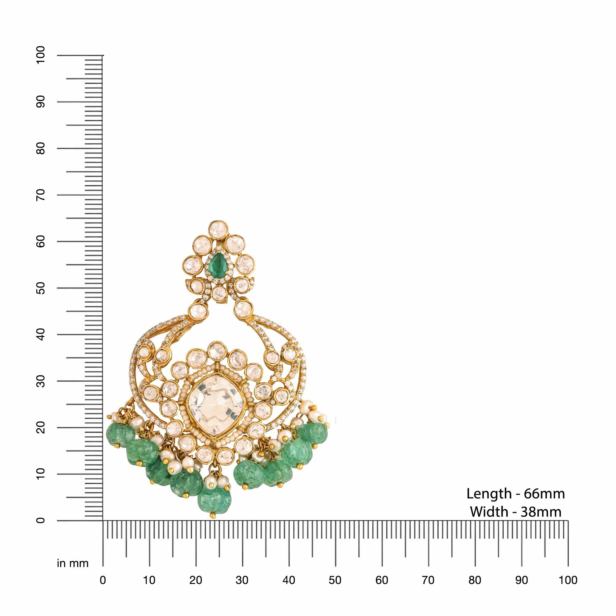 Pearl Green Onyx Verdant Harmony 925 Sterling Silver Chandbali Earrings For Women